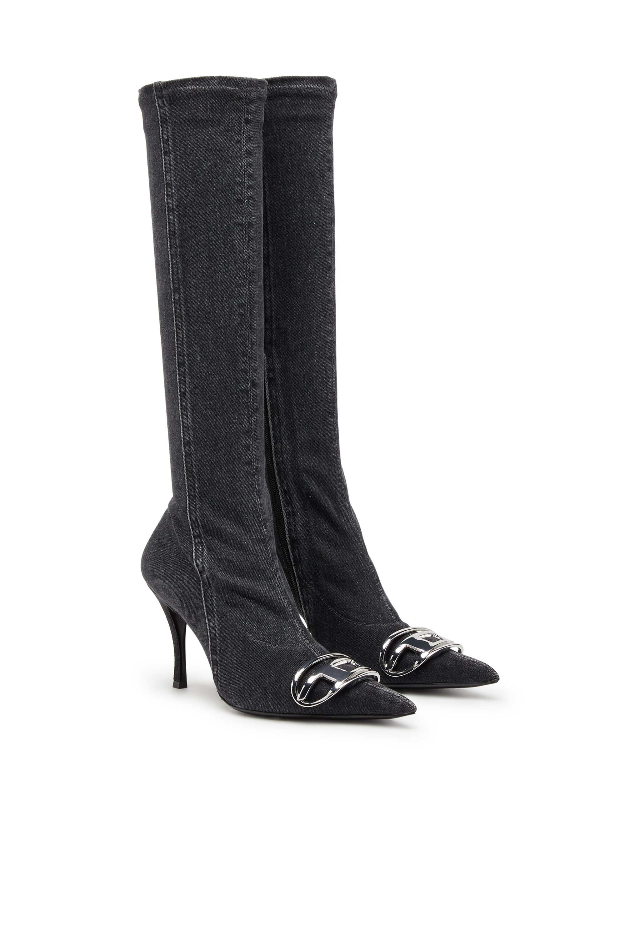 D-VENUS KB D, Black Diesel - D-VENUS KB D, Woman's D-Venus-Knee-high boots in stretch denim in Black - 2