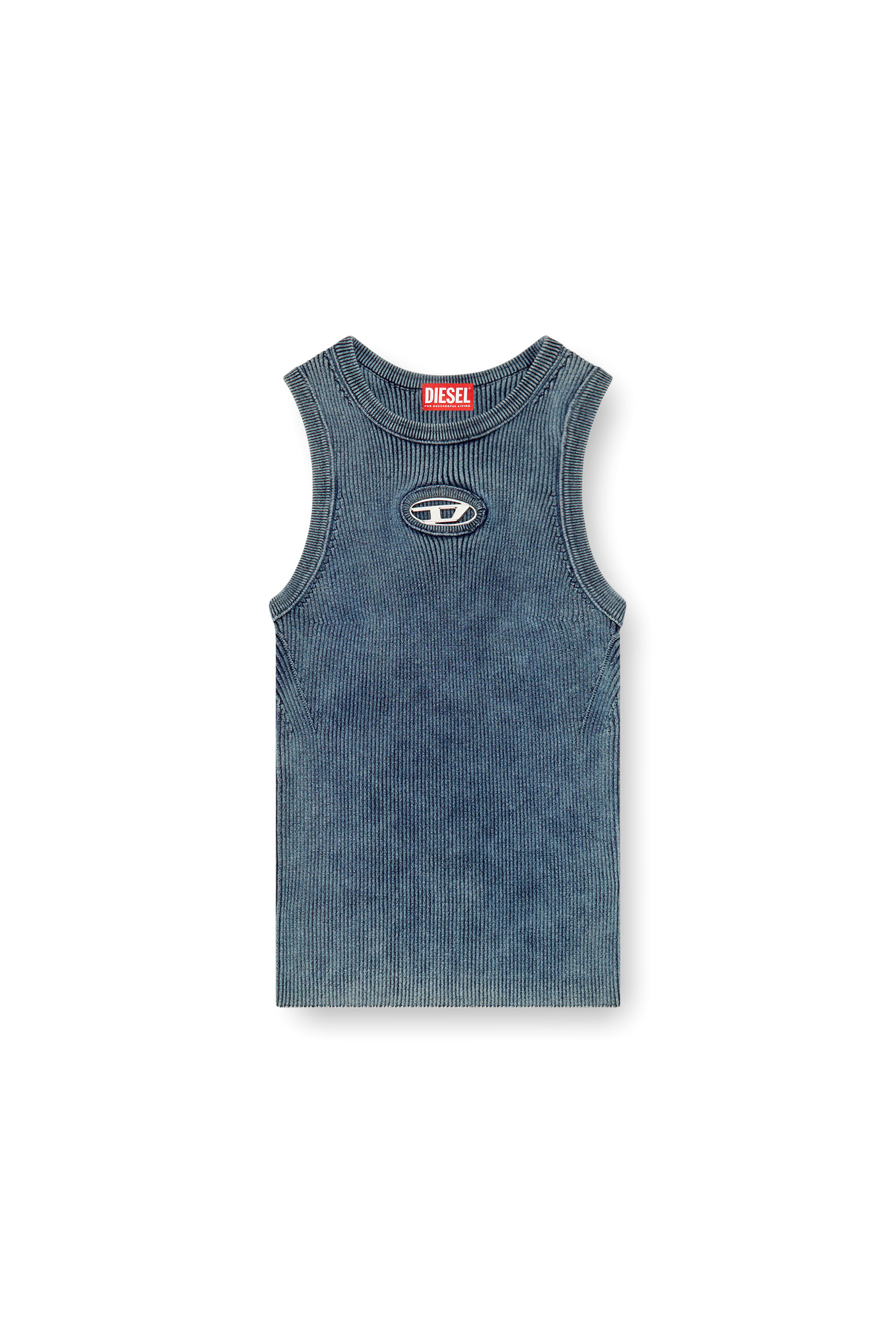 Diesel - M-ANCHOR-A-SL, Woman Rib-knit tank top with Oval D in Blue - Image 3