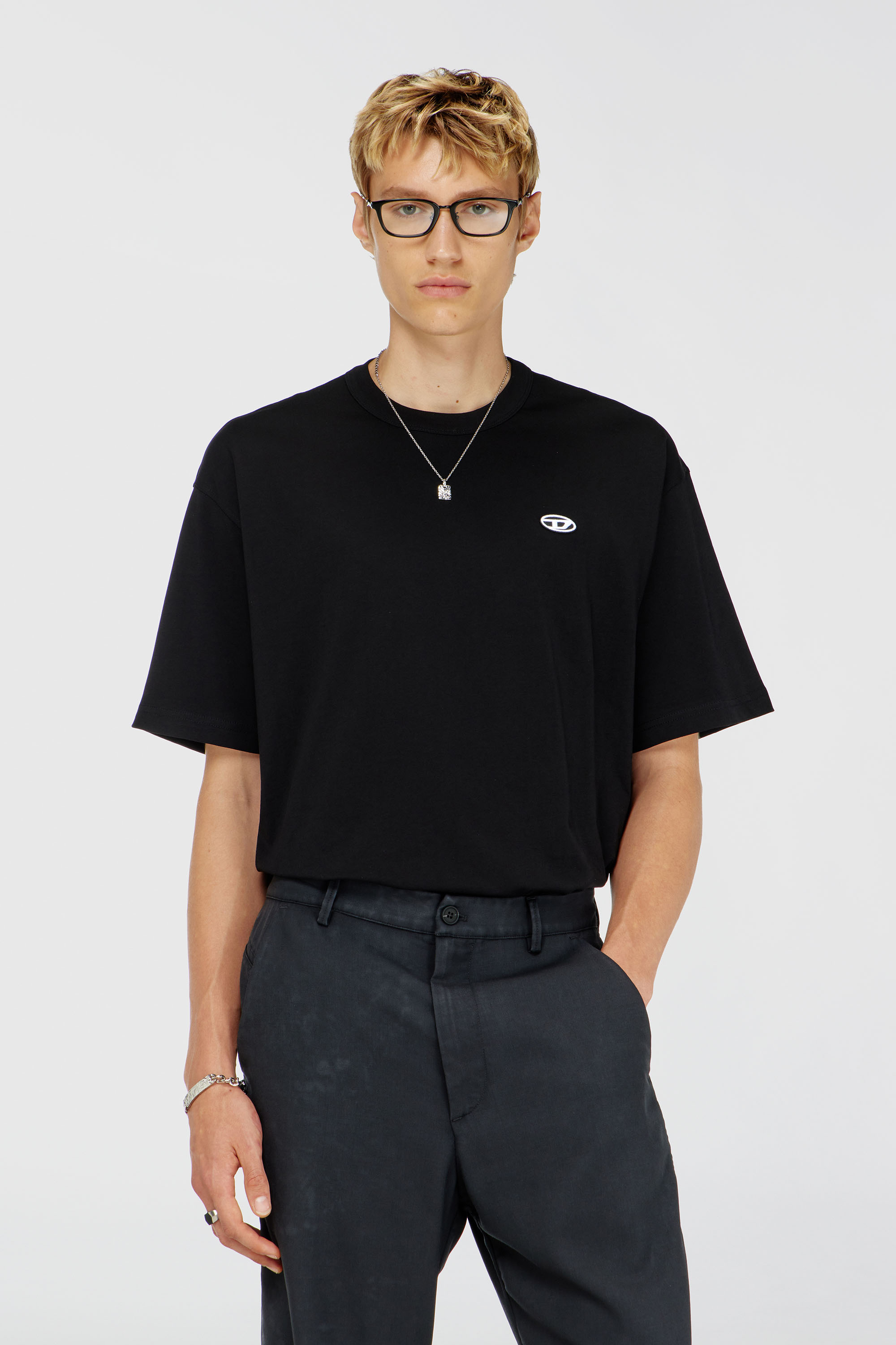 Diesel - T-WASH-MOON-T92, Man's Cotton T-shirt with Oval D logo and graphic in Black - 3