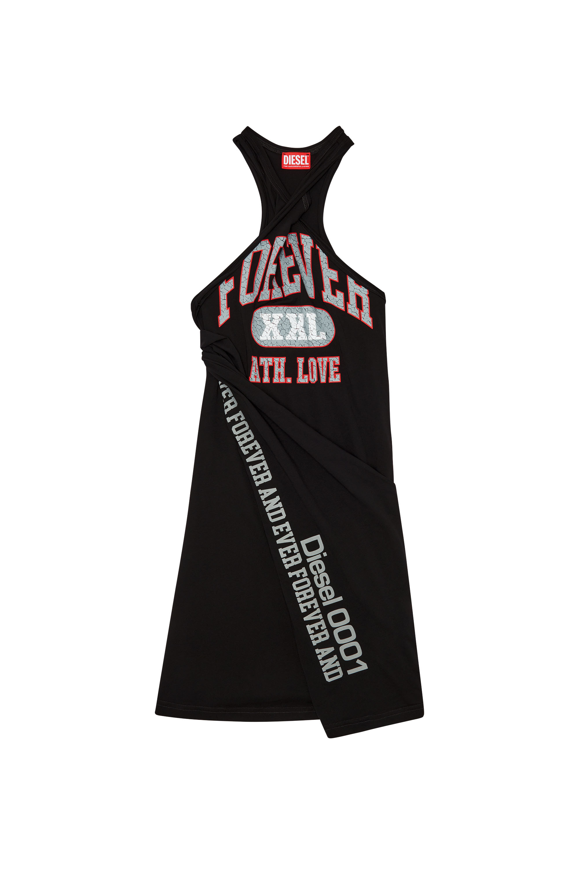 Diesel - D-ZELIE, Woman Short halterneck dress in printed jersey in Black - Image 4