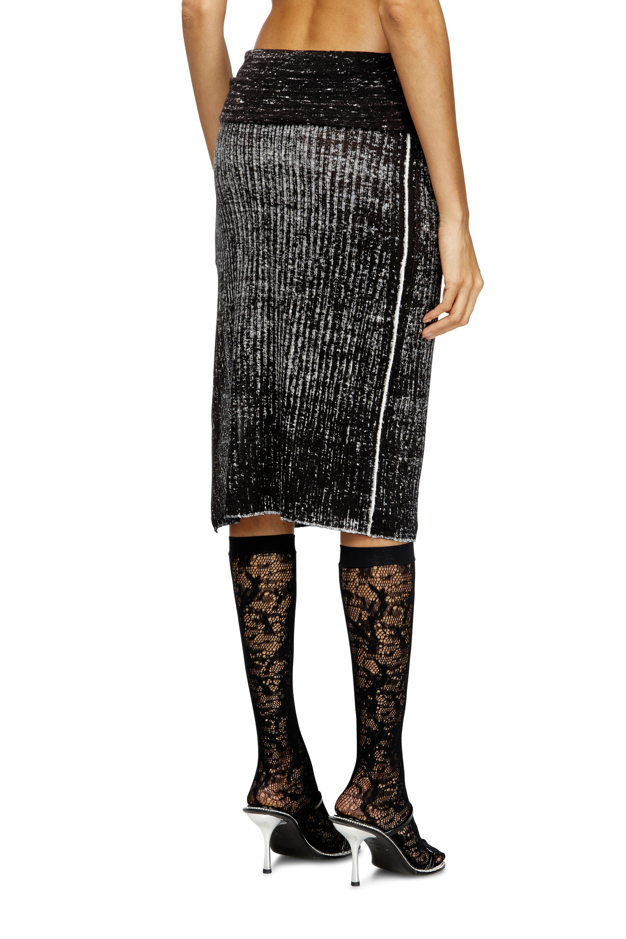 M-EGANOID, Black Diesel - M-EGANOID, Woman's Knitted skirt with hip tie in Black - 4