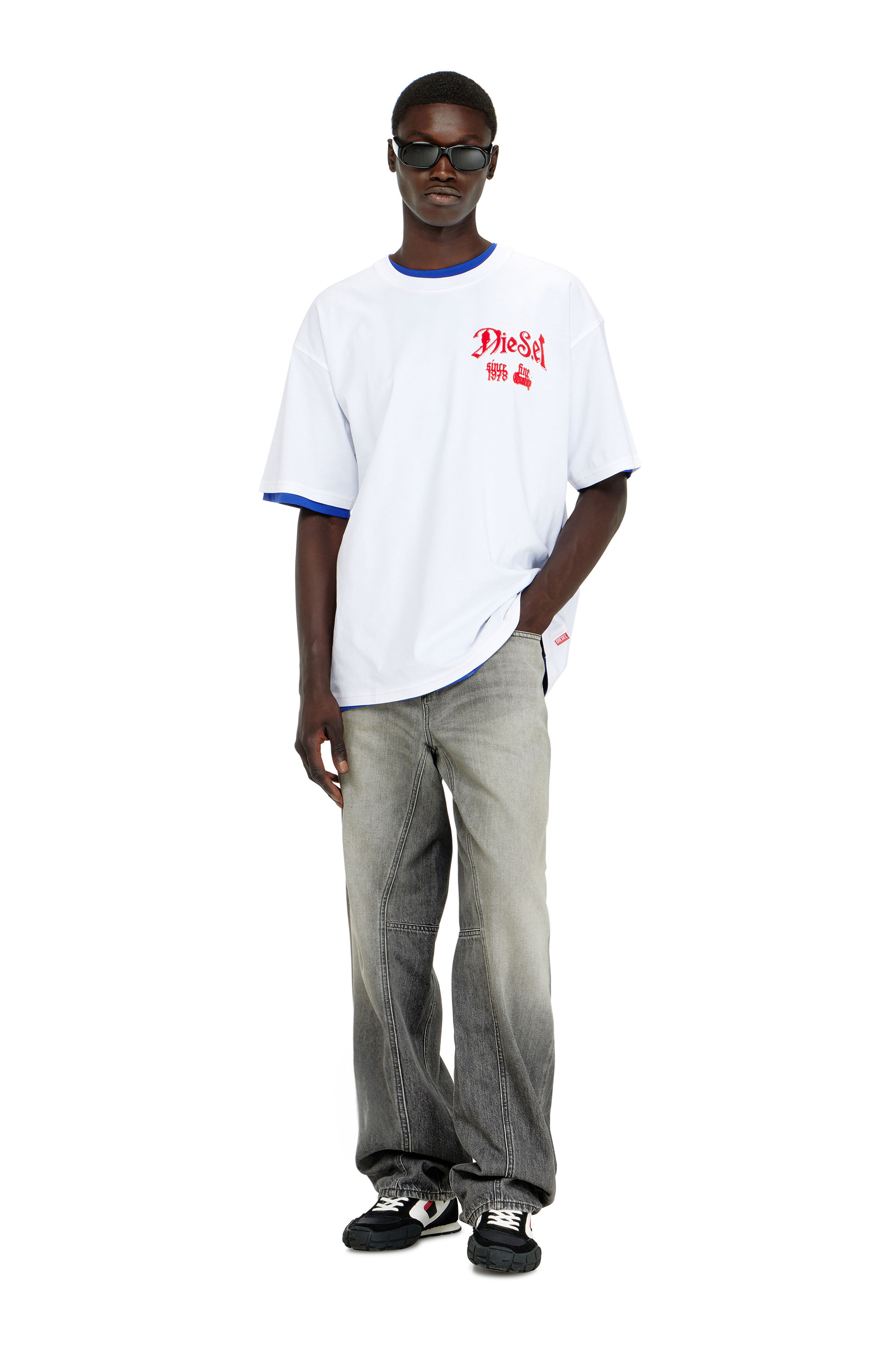 Diesel - T-BOXT-AA2, Man's Cotton T-shirt with flock graphic in White - 2