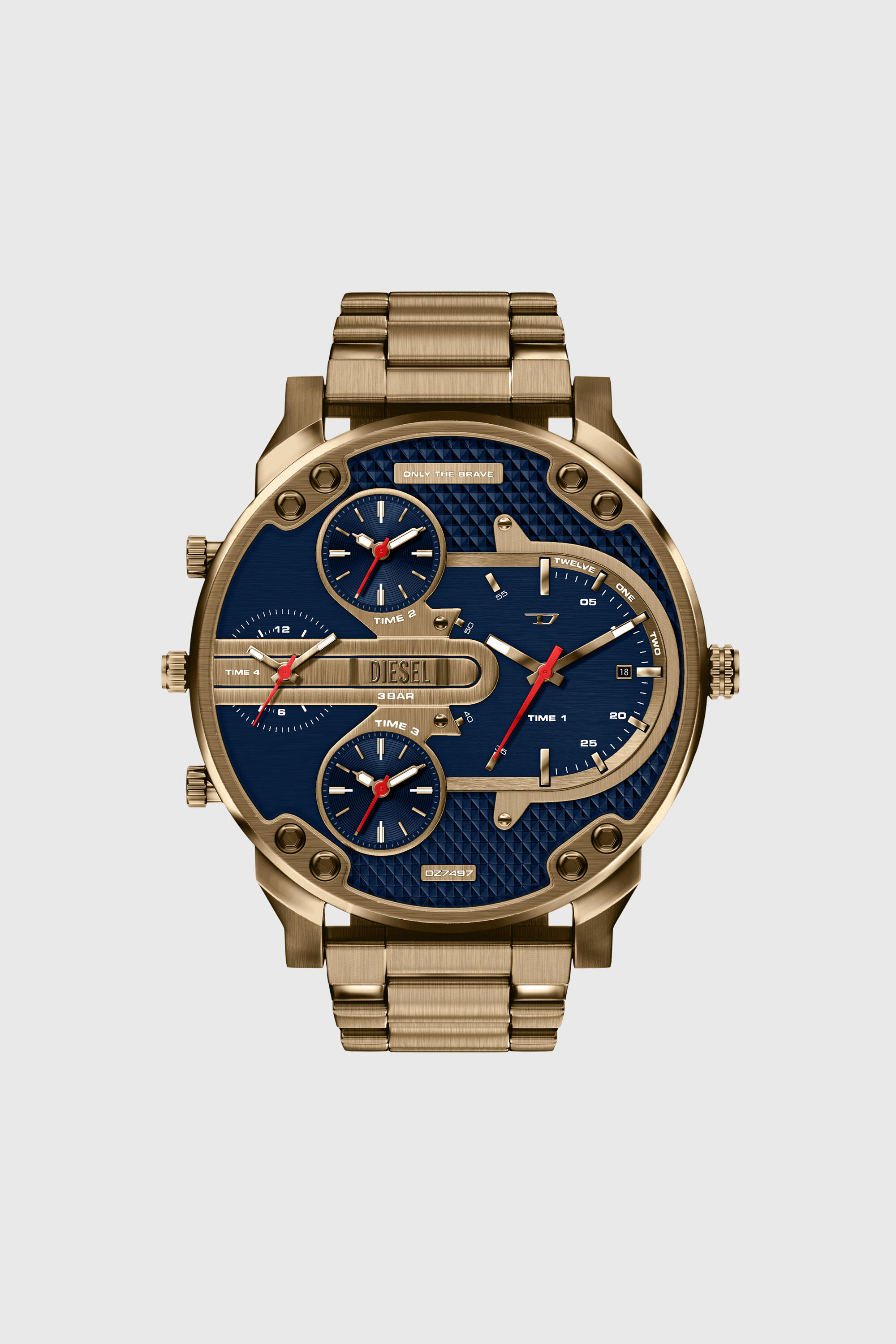 Diesel - DZ7497 WATCH, Man's Mr. Daddy Slim date antique gold-tone stainless steel watch in Gold - 1