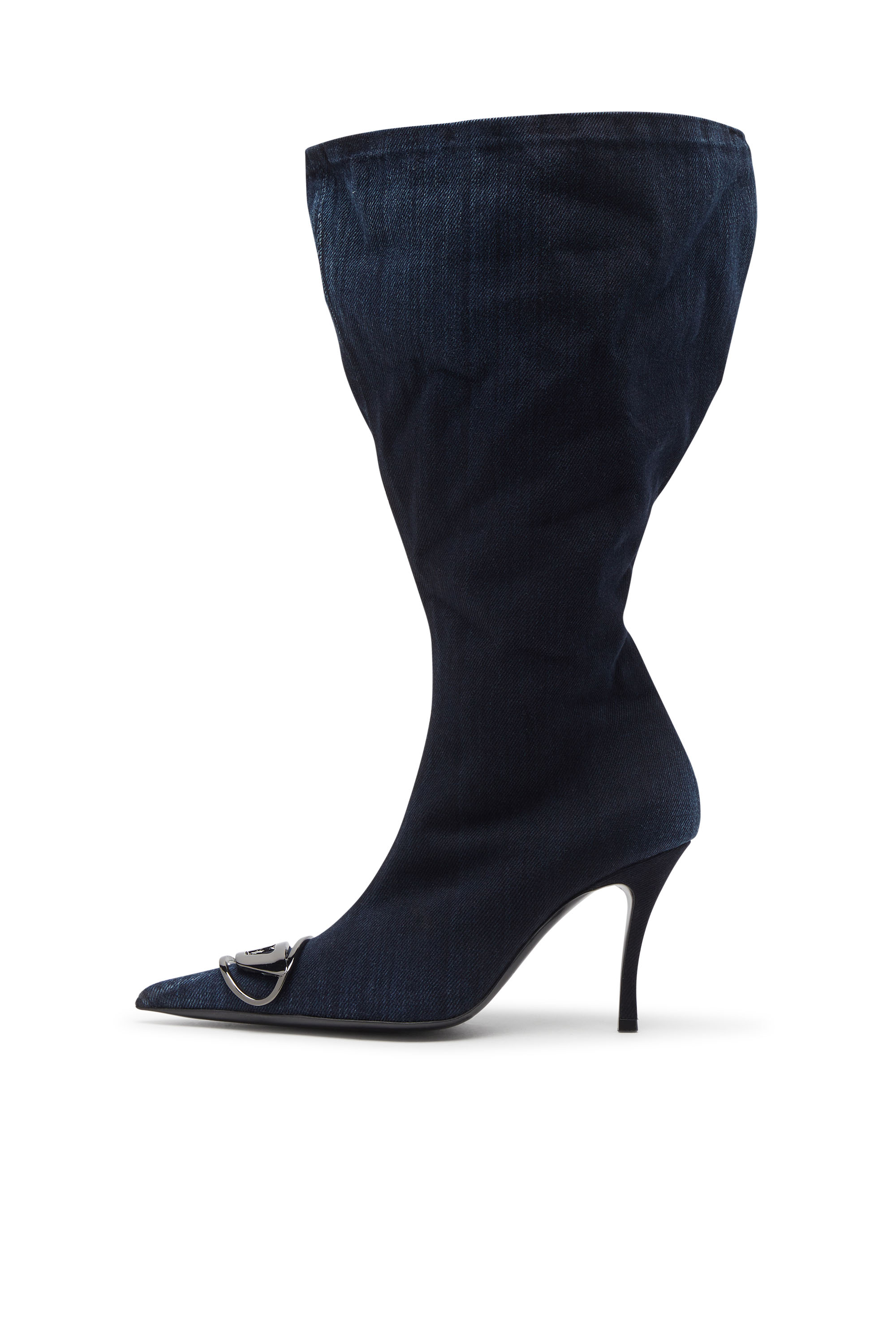 D-VENUS KB LARGE, Dark Blue Diesel - D-VENUS KB LARGE, Woman's D-Venus-Wide knee-high boots in denim in Dark Blue - 7