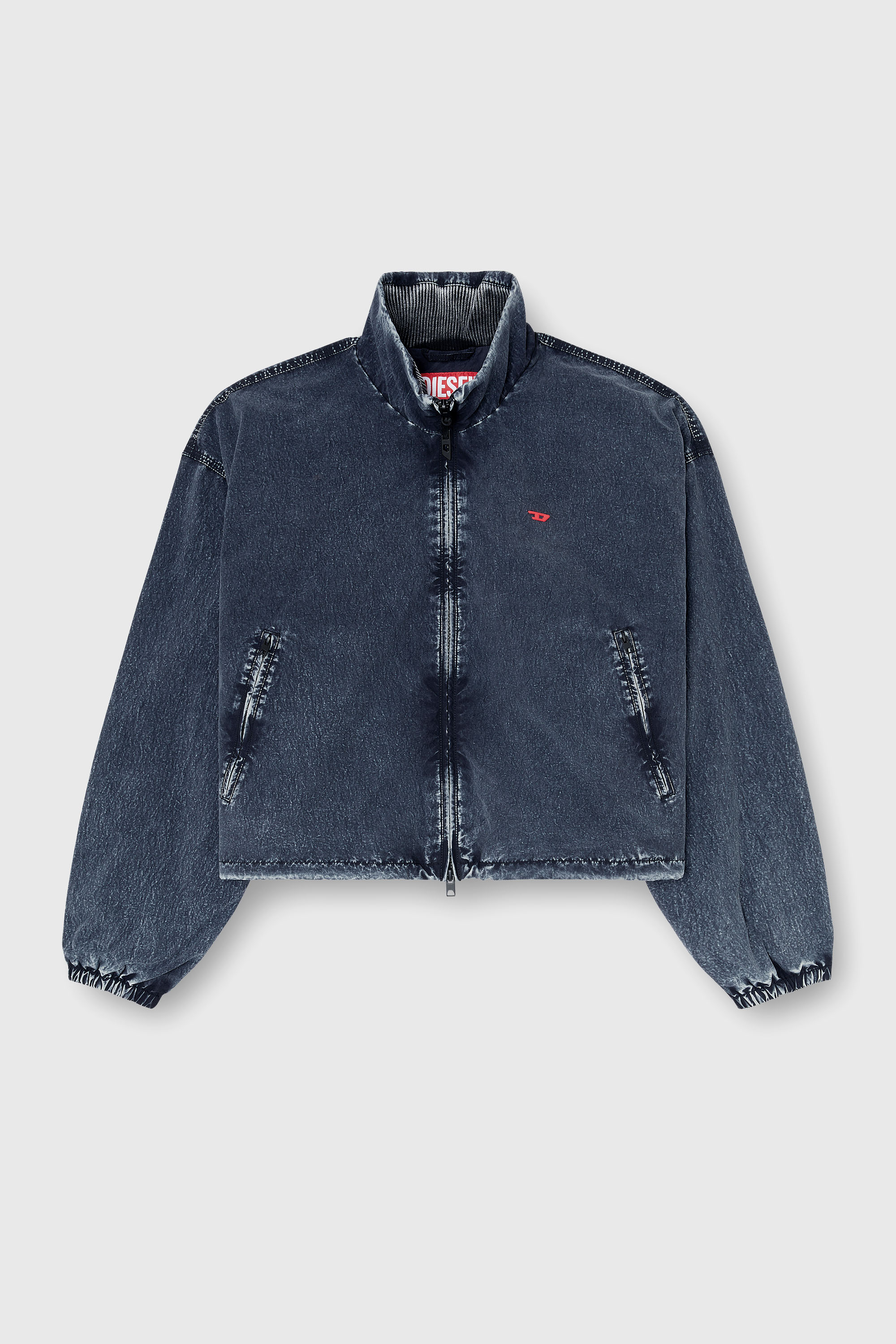 Diesel - G-LEAMER, Woman's Windbreaker jacket in acid-wash Taslan in Dark Blue - 2