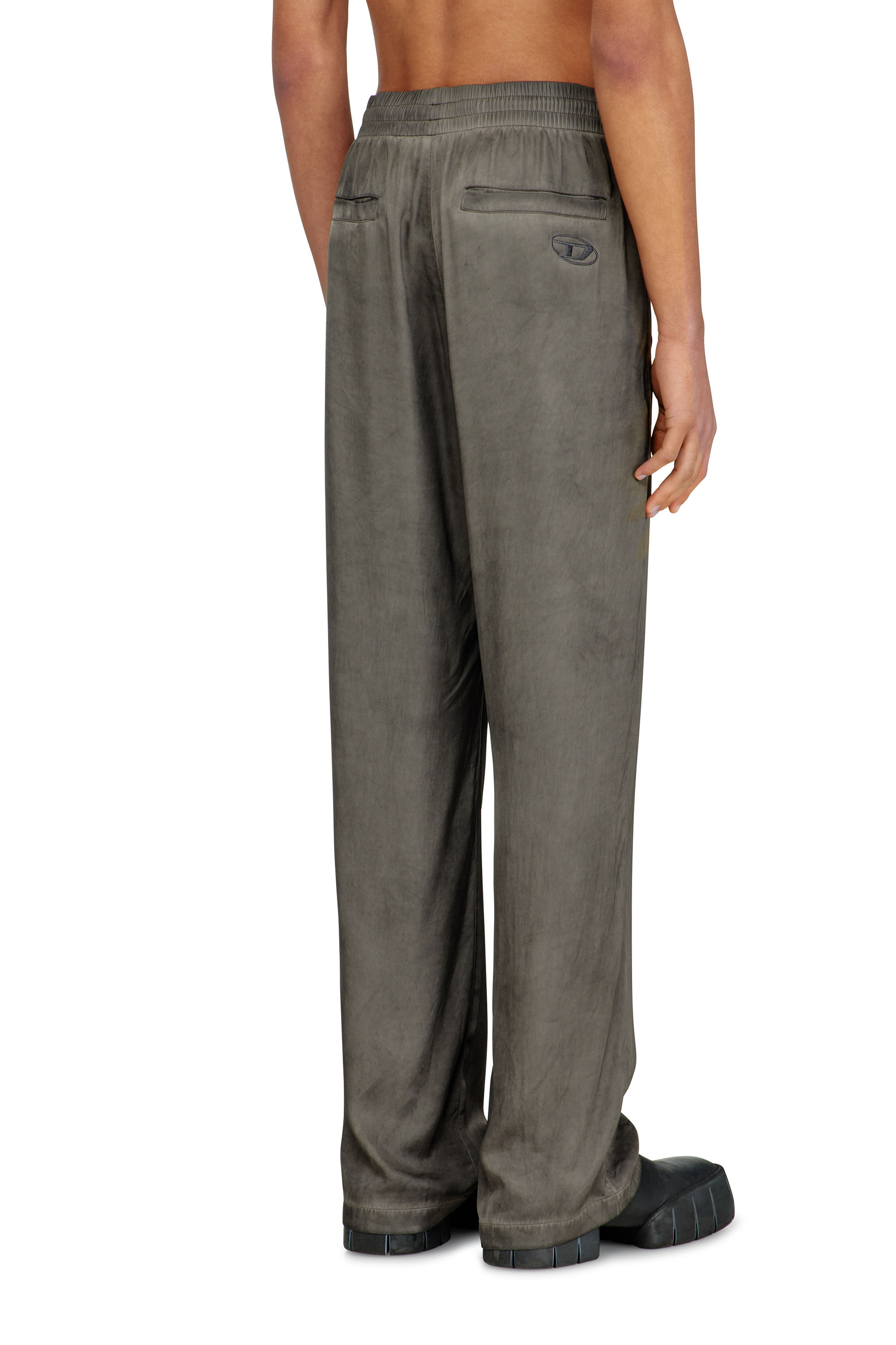 Diesel - P-THECK-ALBG, Man's Track pants in treated fluid viscose in Dark grey - 4