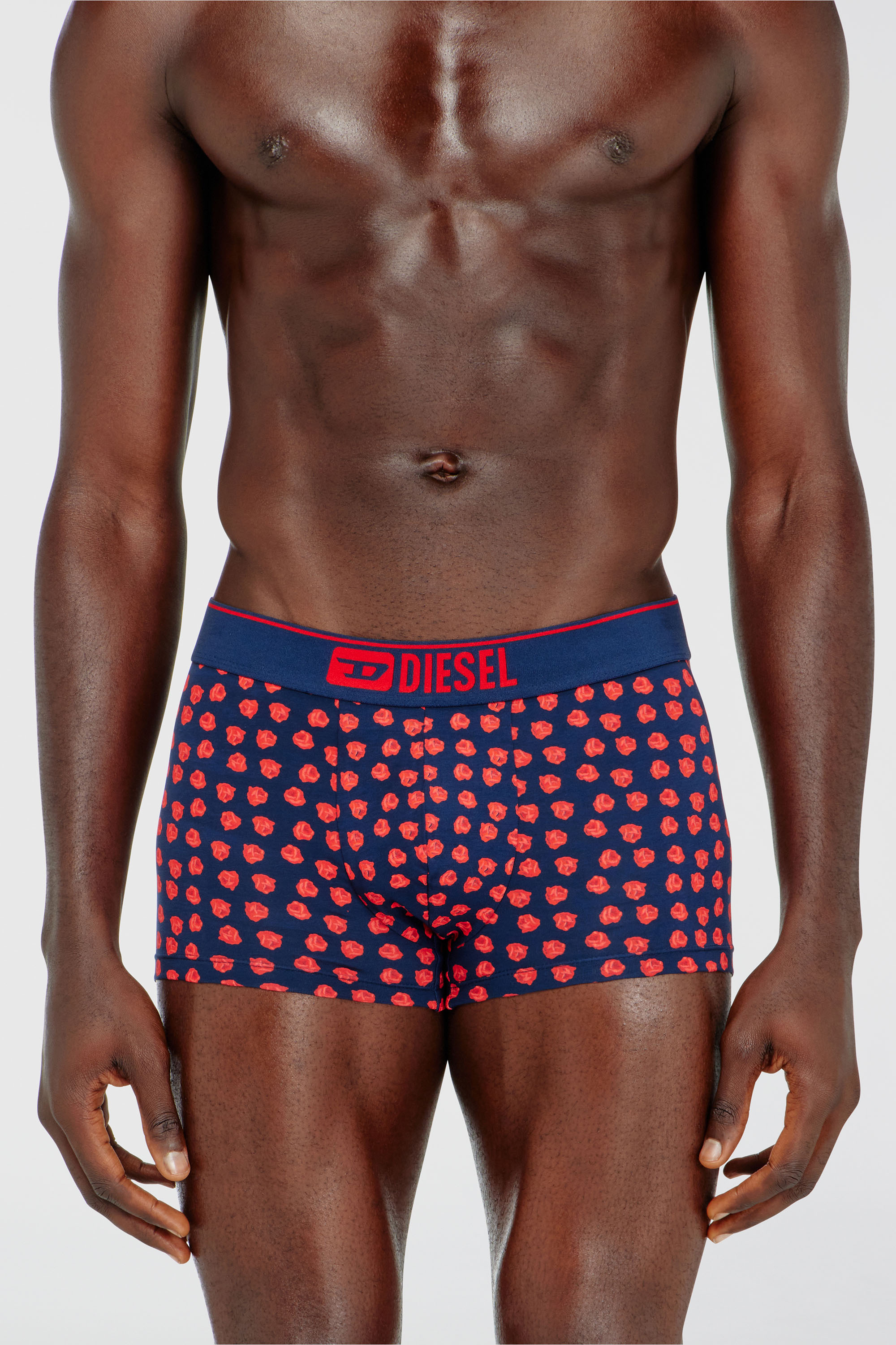 Diesel - DAMIEN-D-BOX-3PACK, Man's Three-pack boxer briefs with rose print in Red/Blue - 1