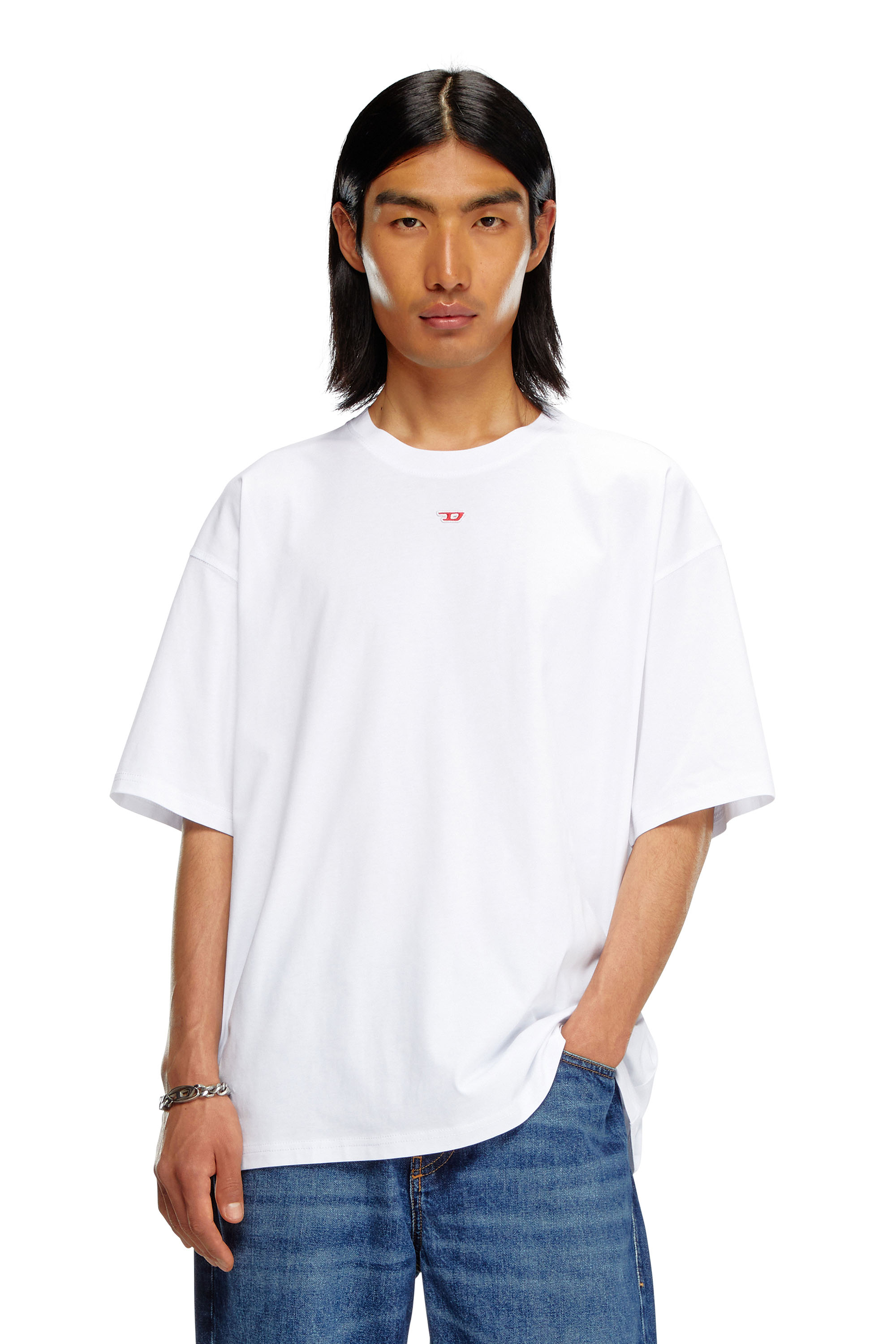 Diesel - T-BOXT-D, Unisex T-shirt with embroidered D patch in White - Image 2