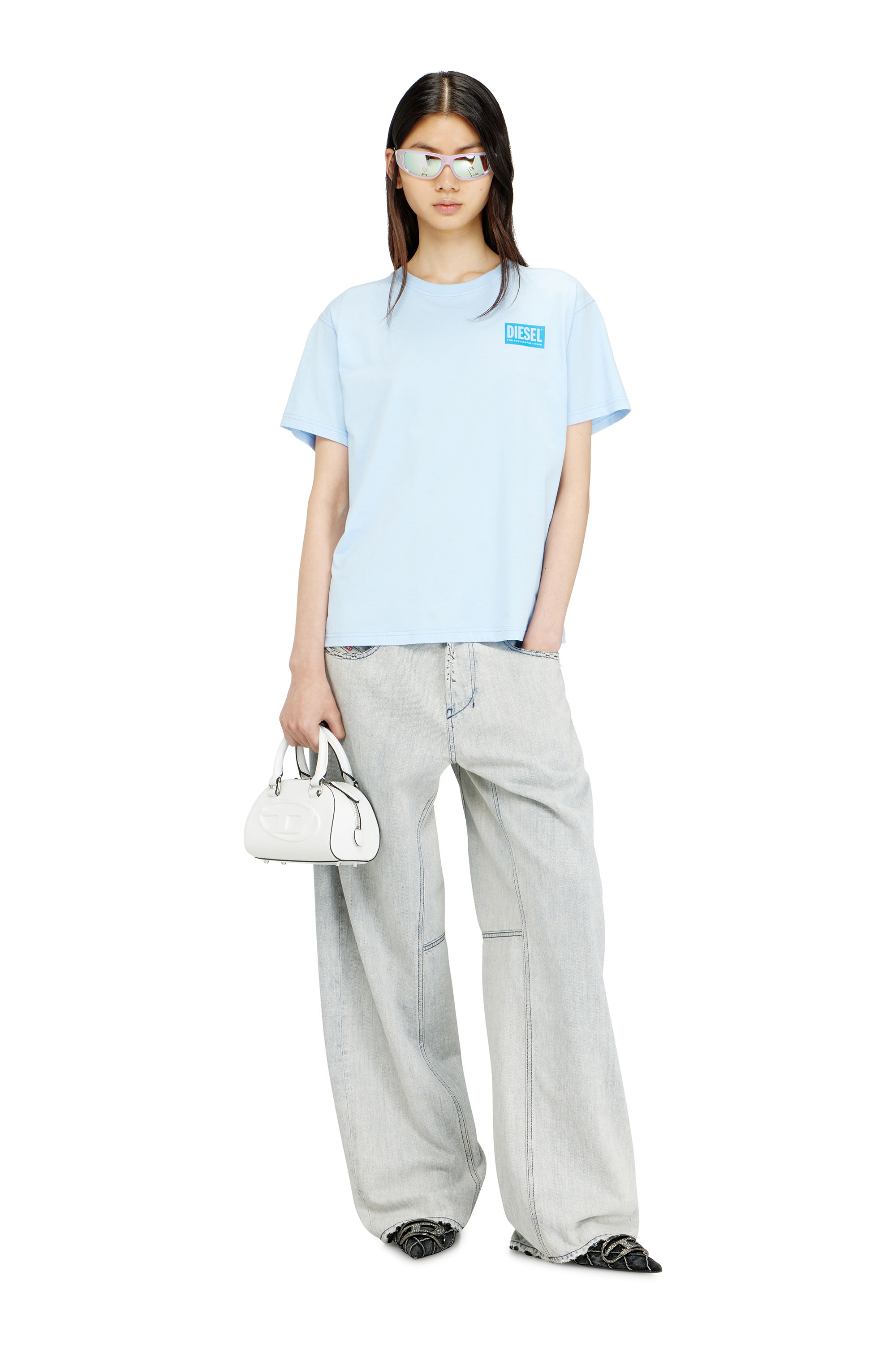 Diesel - T-NORMY-S6, Woman's Organic cotton jersey t-shirt with crew neck and logo print in null - 2