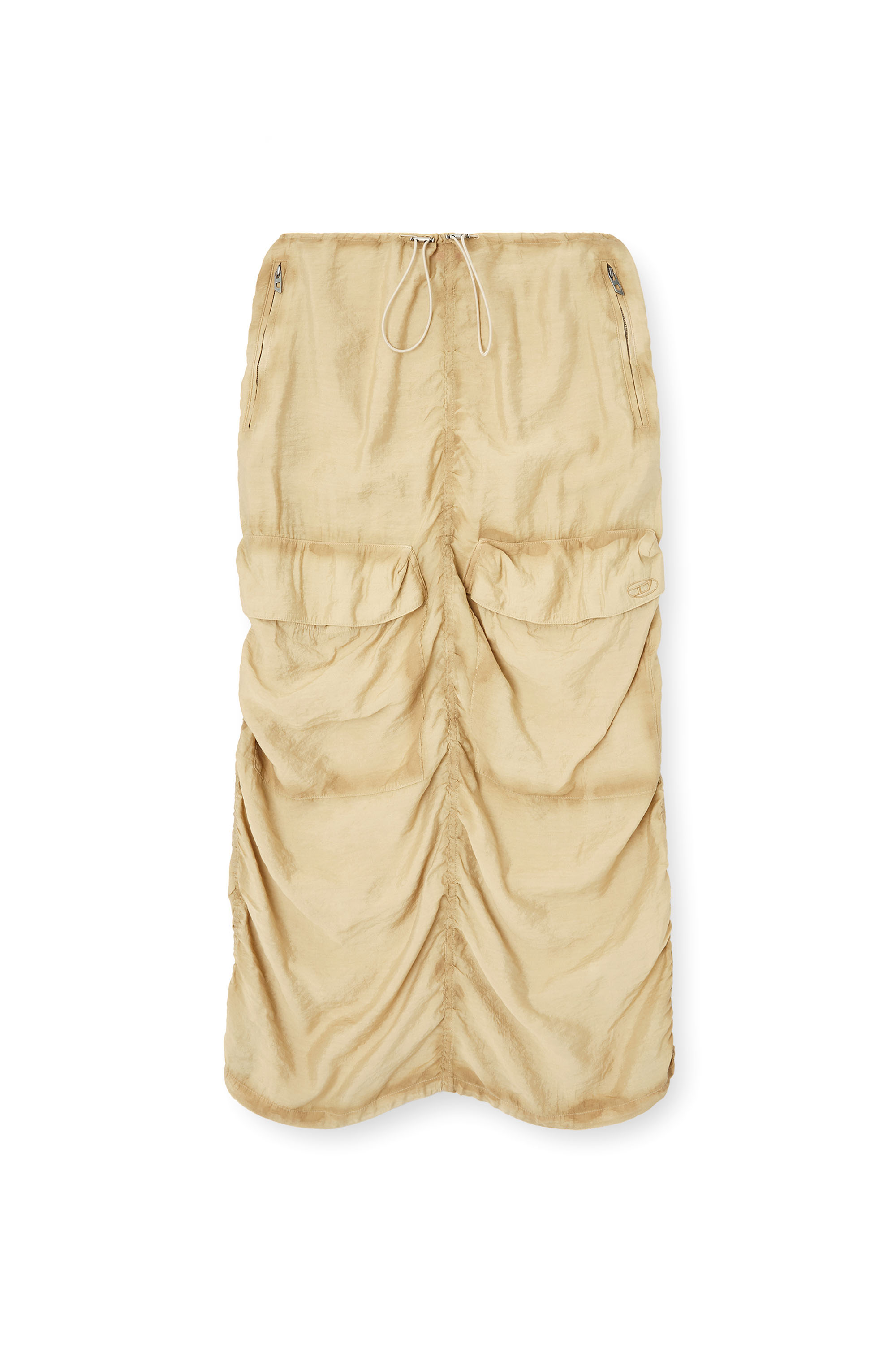 O-RACLE, Beige Diesel - O-RACLE, Woman's Cargo midi skirt in treated viscose-nylon in Beige - 2