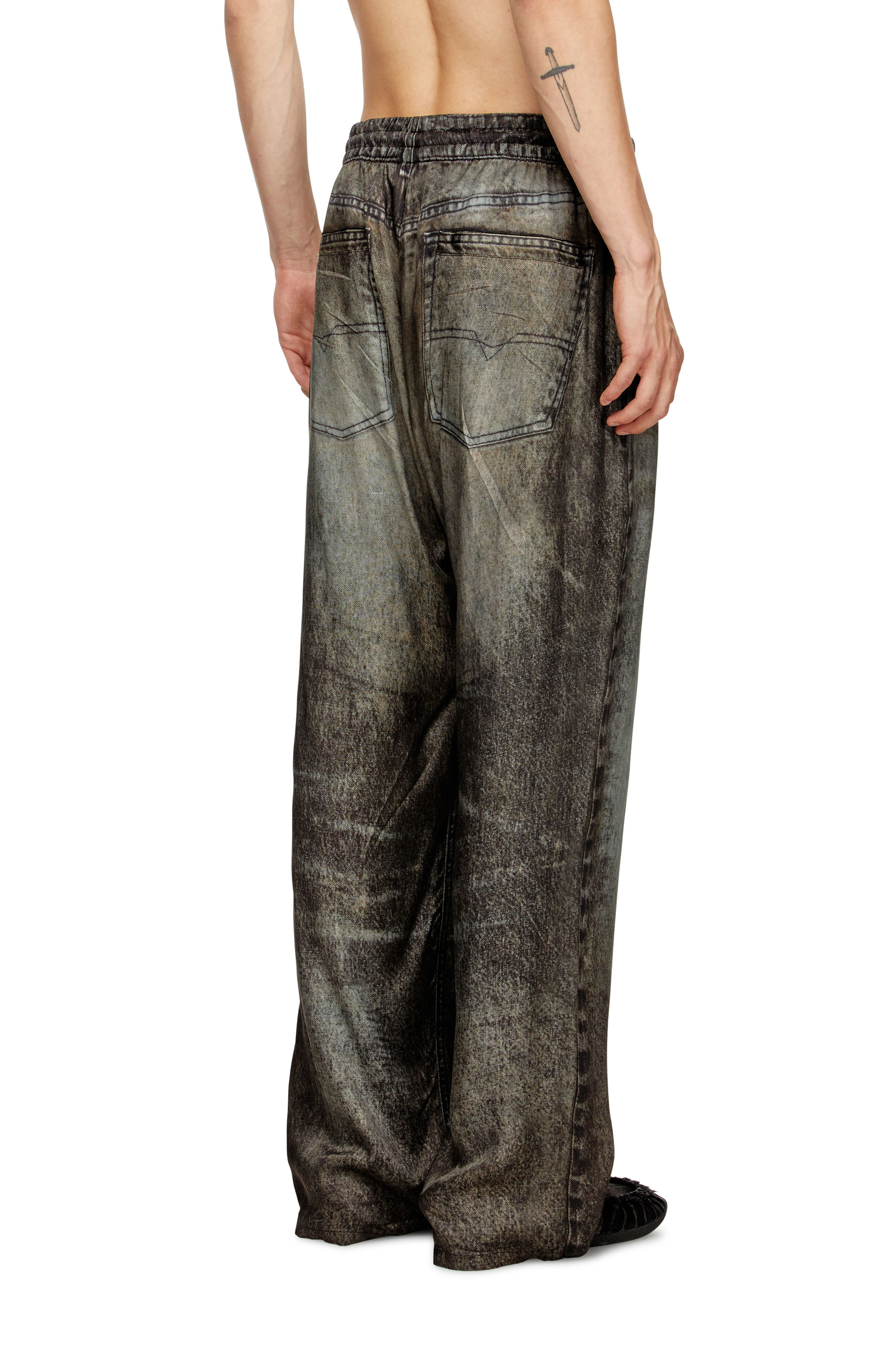 Diesel - P-THECK-LKCT, Man's Elasticated pants in denim-look viscose in Black - 4