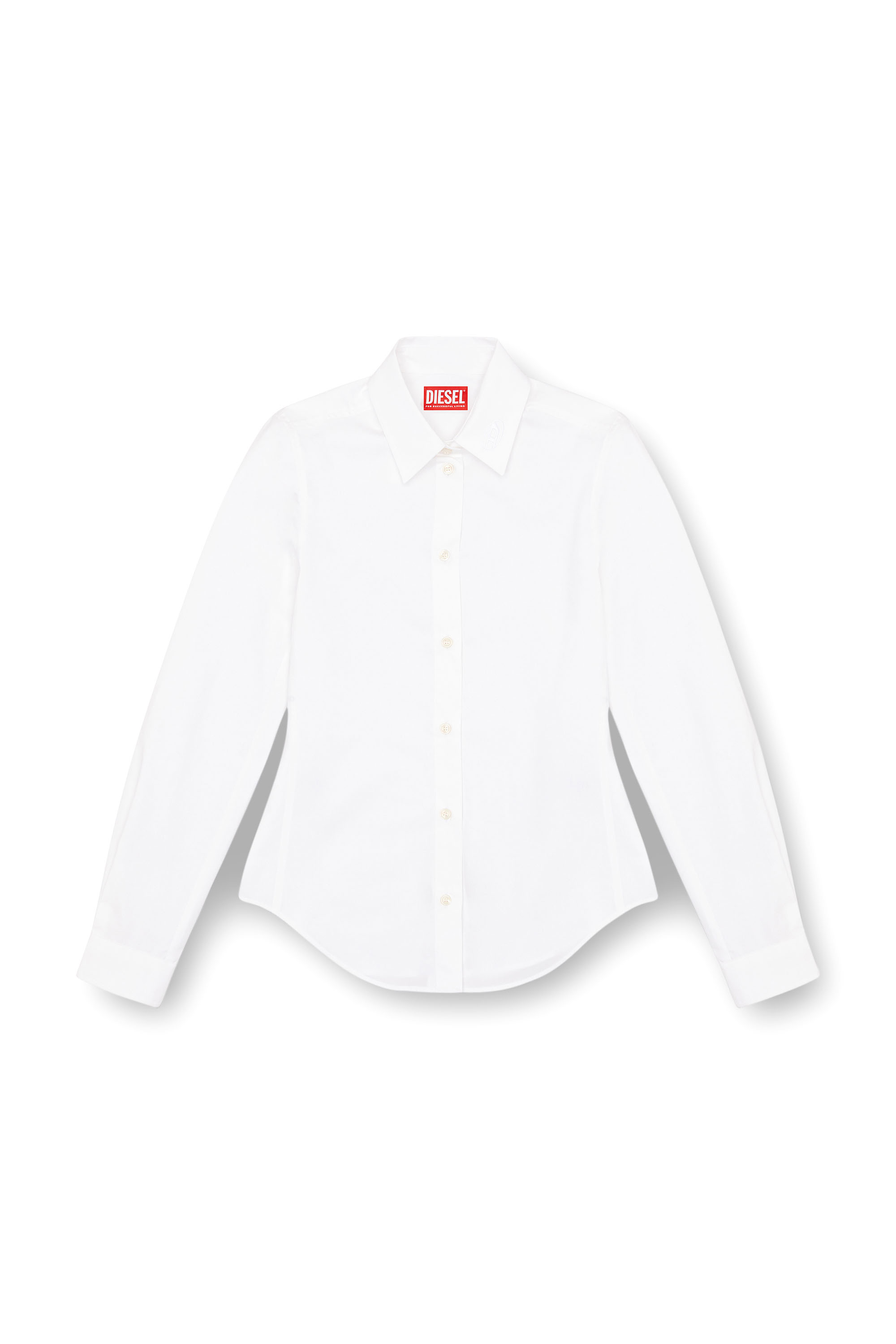 Diesel - C-GISEL-P1, Woman Shirt with logo-embroidered collar in White - Image 3