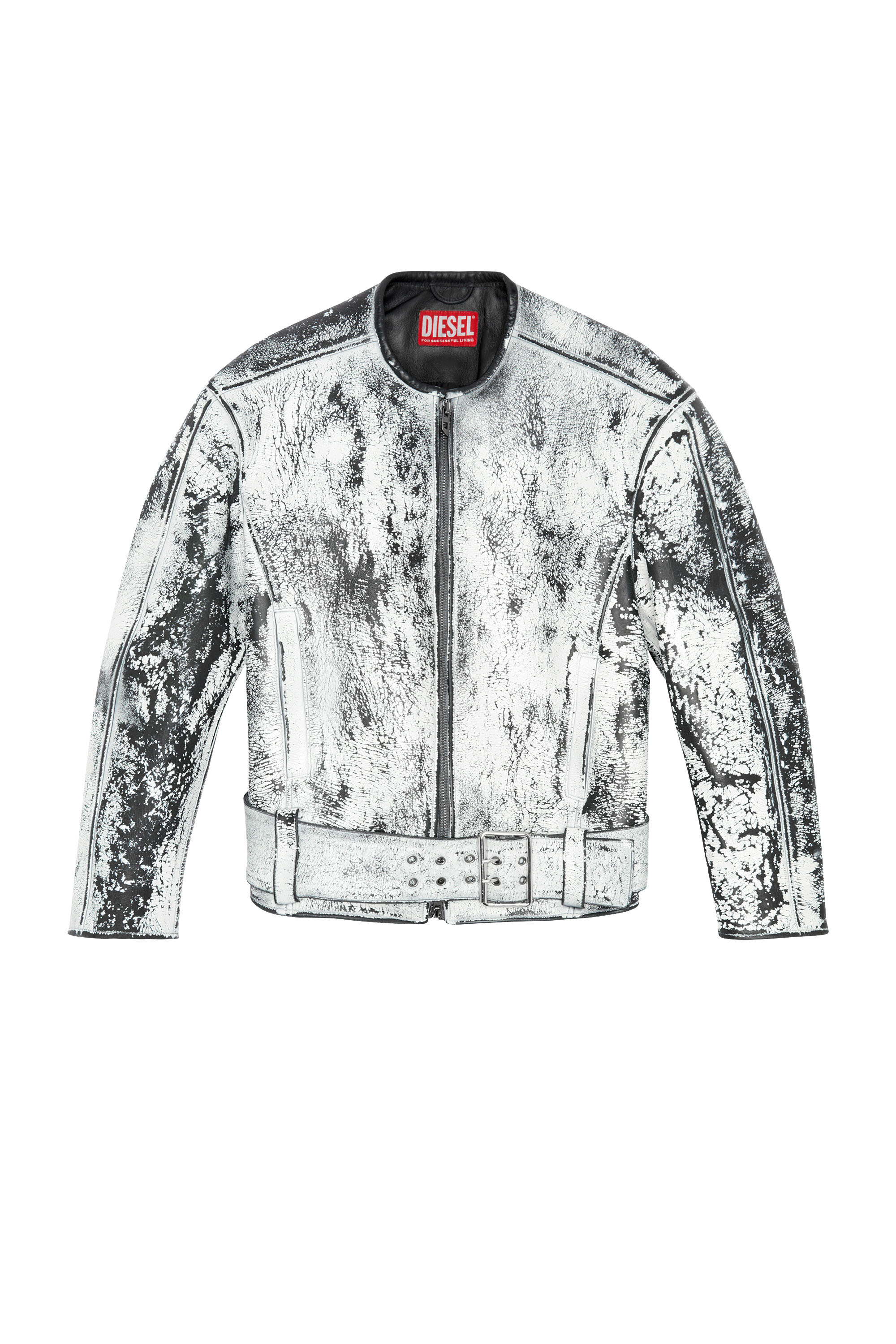Diesel - L-MARGY-MALE, Man Oversized biker jacket in treated leather in Multicolor - Image 3