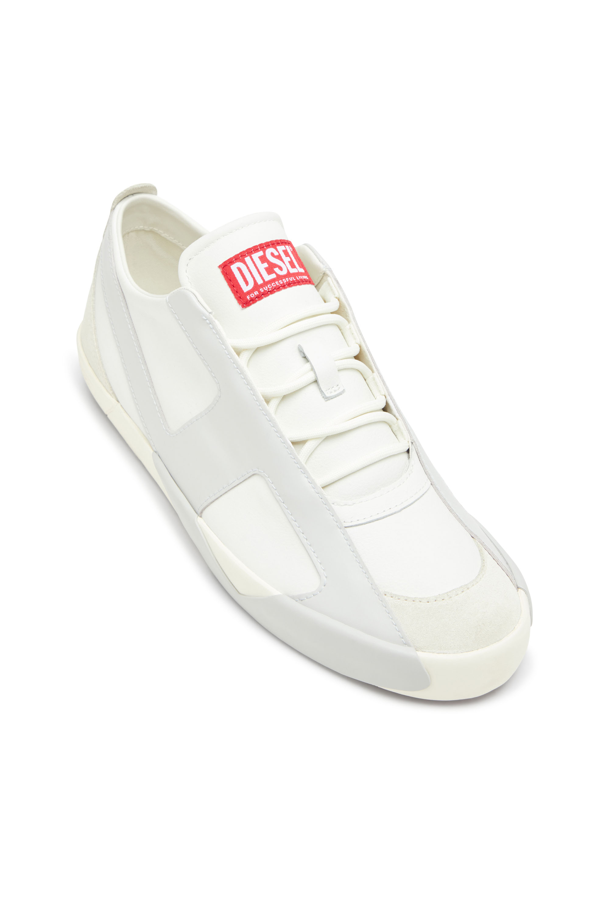 S-SLANTE-D LOW, White/Grey Diesel - S-SLANTE-D LOW, Man's S-Slante-D-Sneakers in suede and leather with D logo in White/Grey - 6