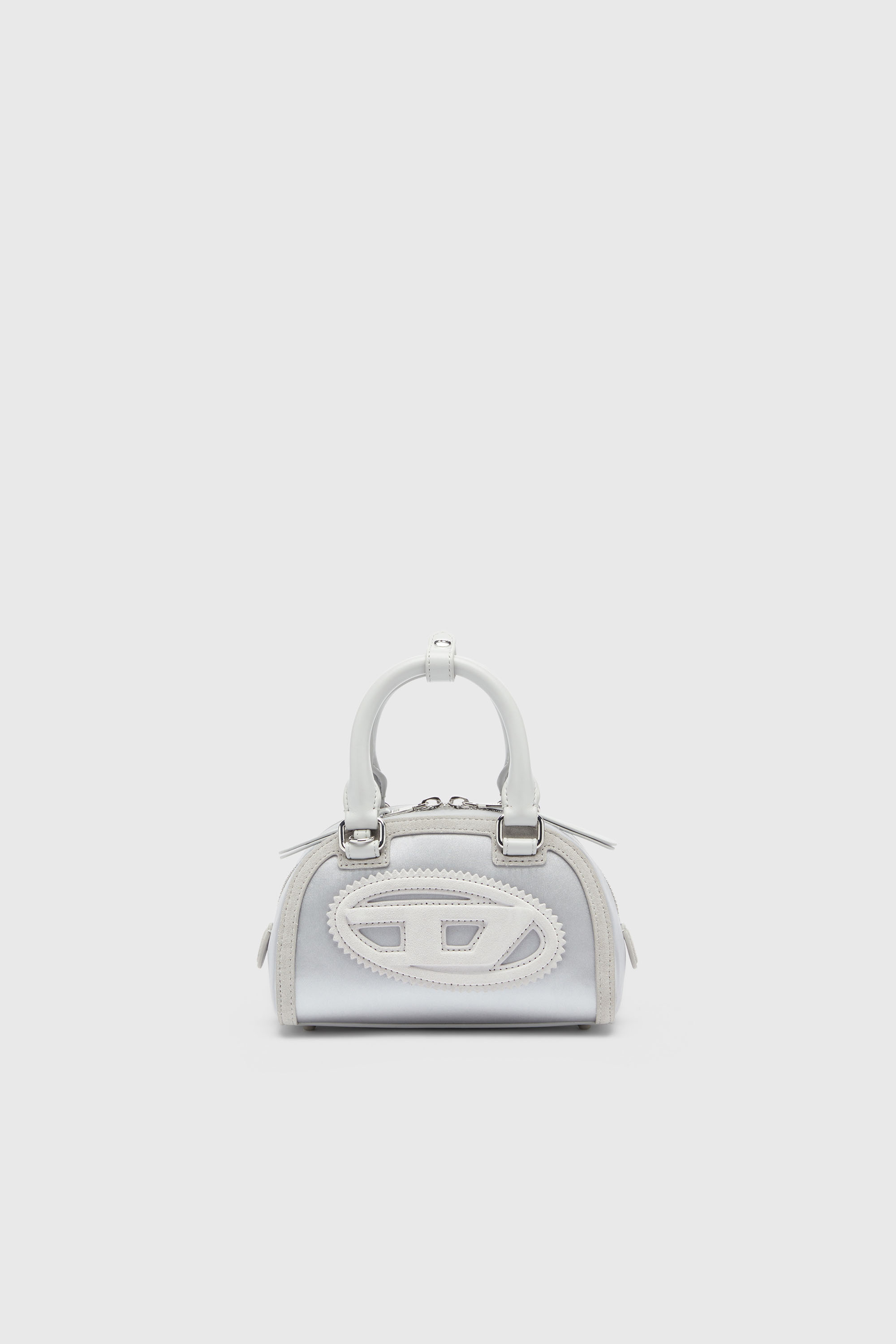 Diesel - 1DR DOME CROSSBODY, Woman's 1DR Dome - Small bowling bag in satin and suede in Silver - 2