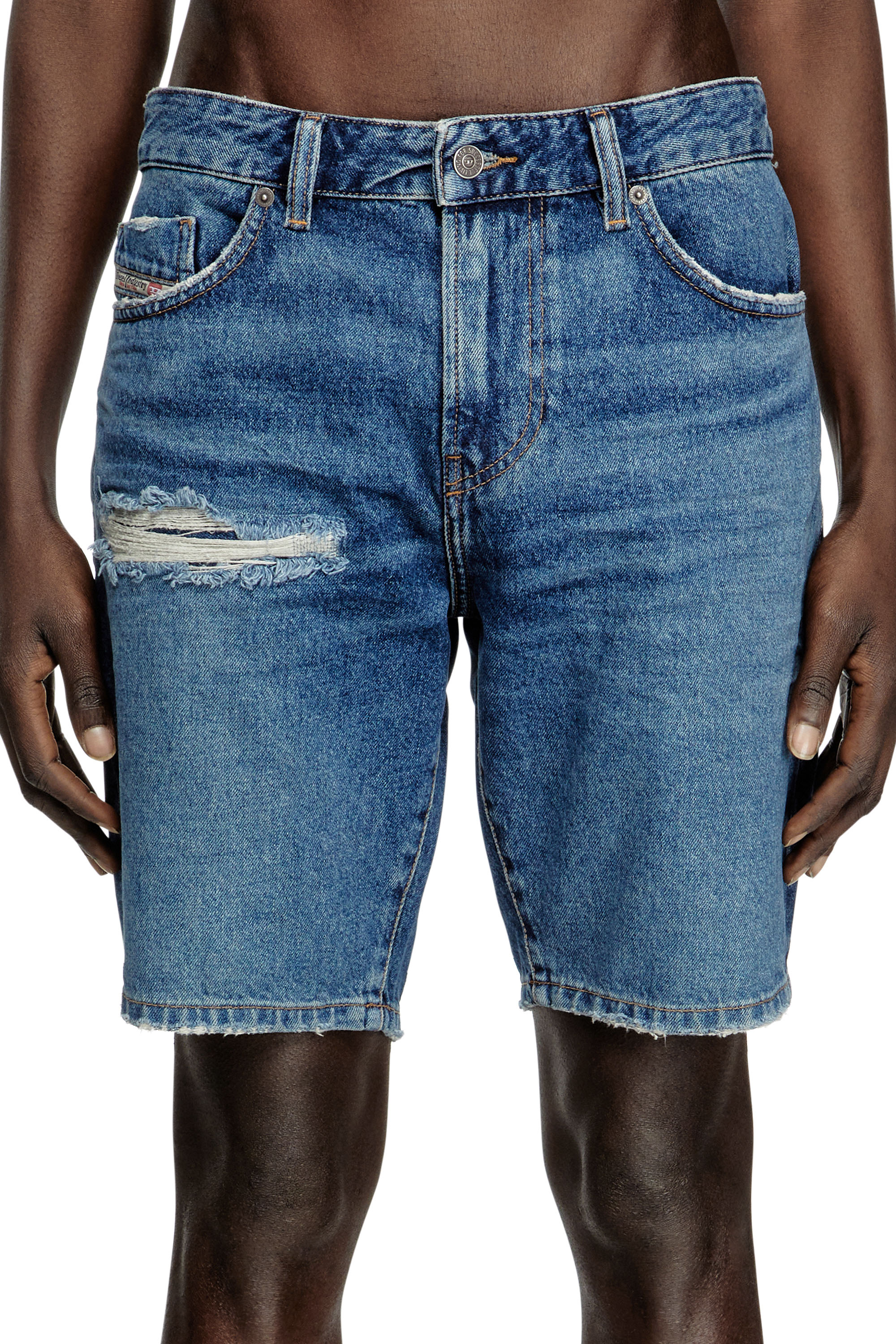 D-FIN, Medium blue Diesel - D-FIN, Man's Slim denim shorts in Medium blue - 5