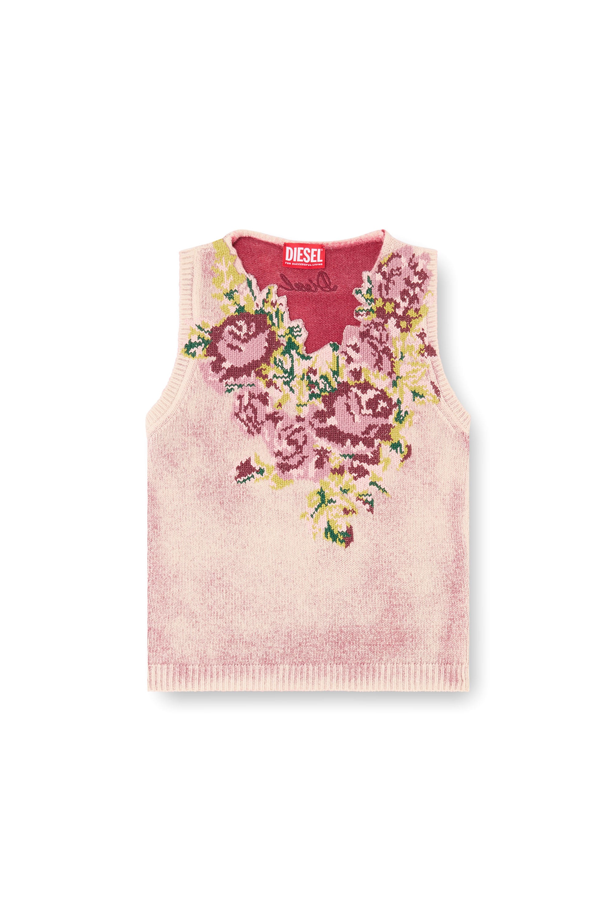Diesel - M-RARIS, Woman's Knit vest in floral wool-blend knit in Pink - 2