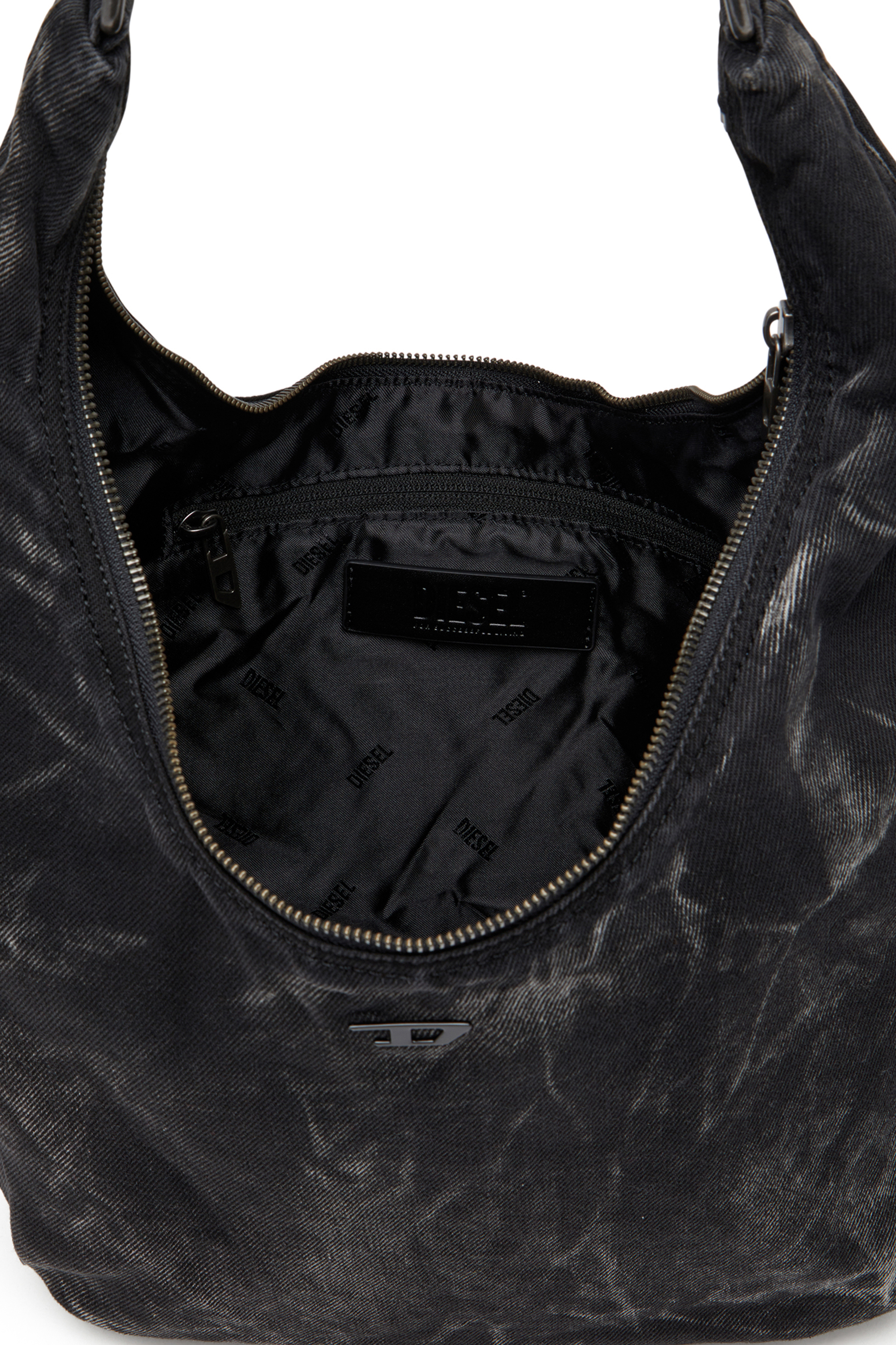 Diesel - RAVE HOBO X, Unisex's Rave - Hobo denim bag with zipper in Black - 3