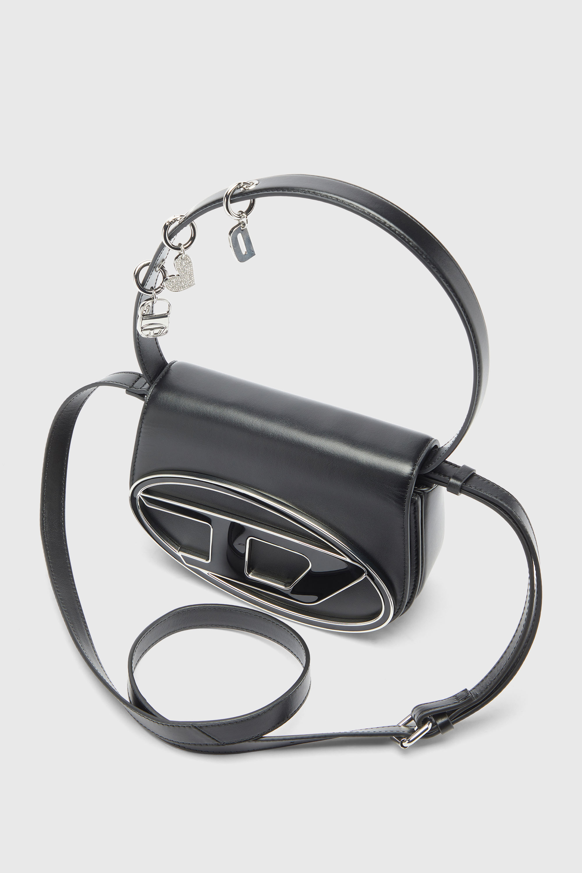 Diesel - 1DR, Woman's 1DR -Iconic shoulder bag in leather with handle charms in Black - 5