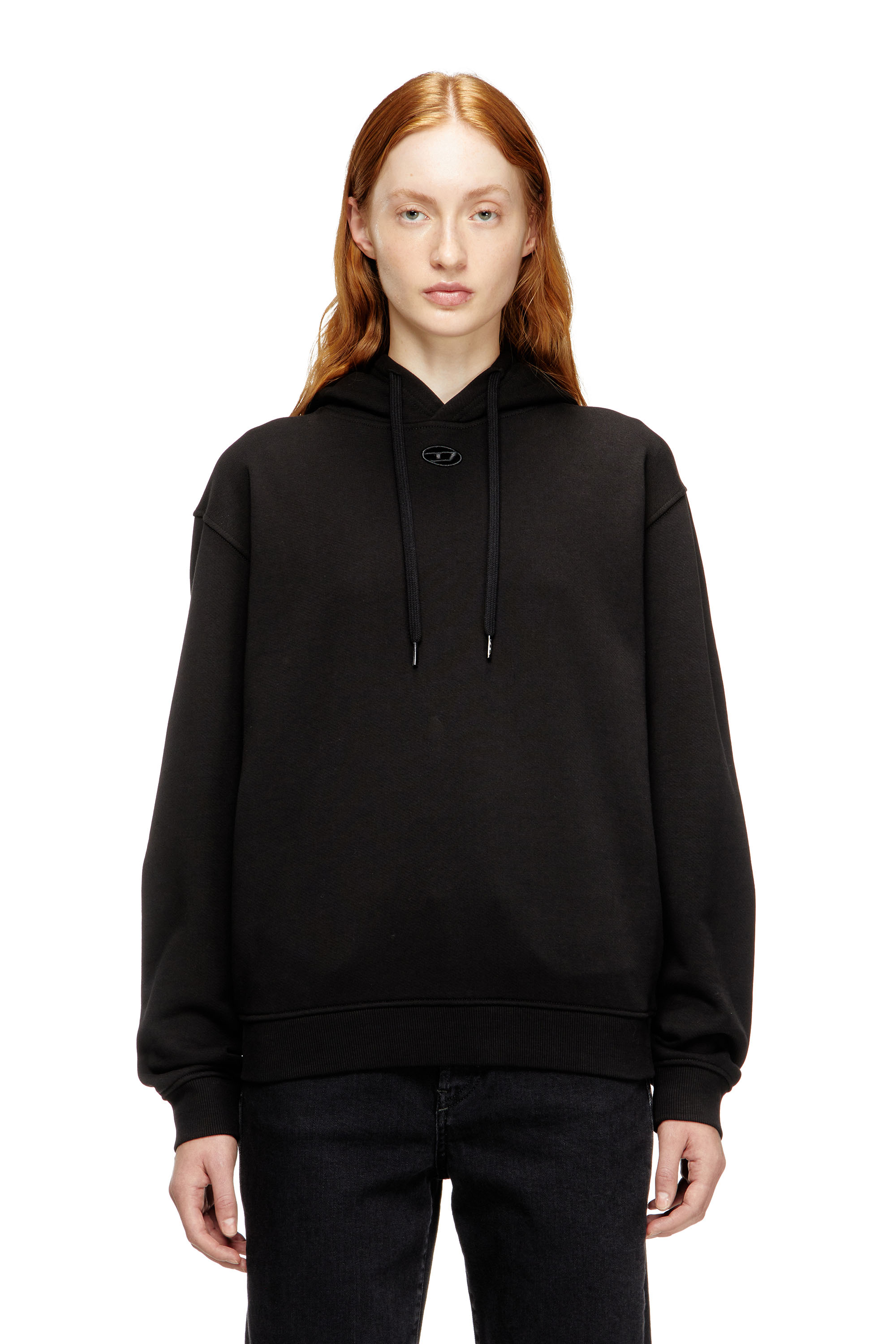 Diesel - F-NORMY-HOOD-OD, Woman's Hoodie in cotton with Oval D logo in Black - 3