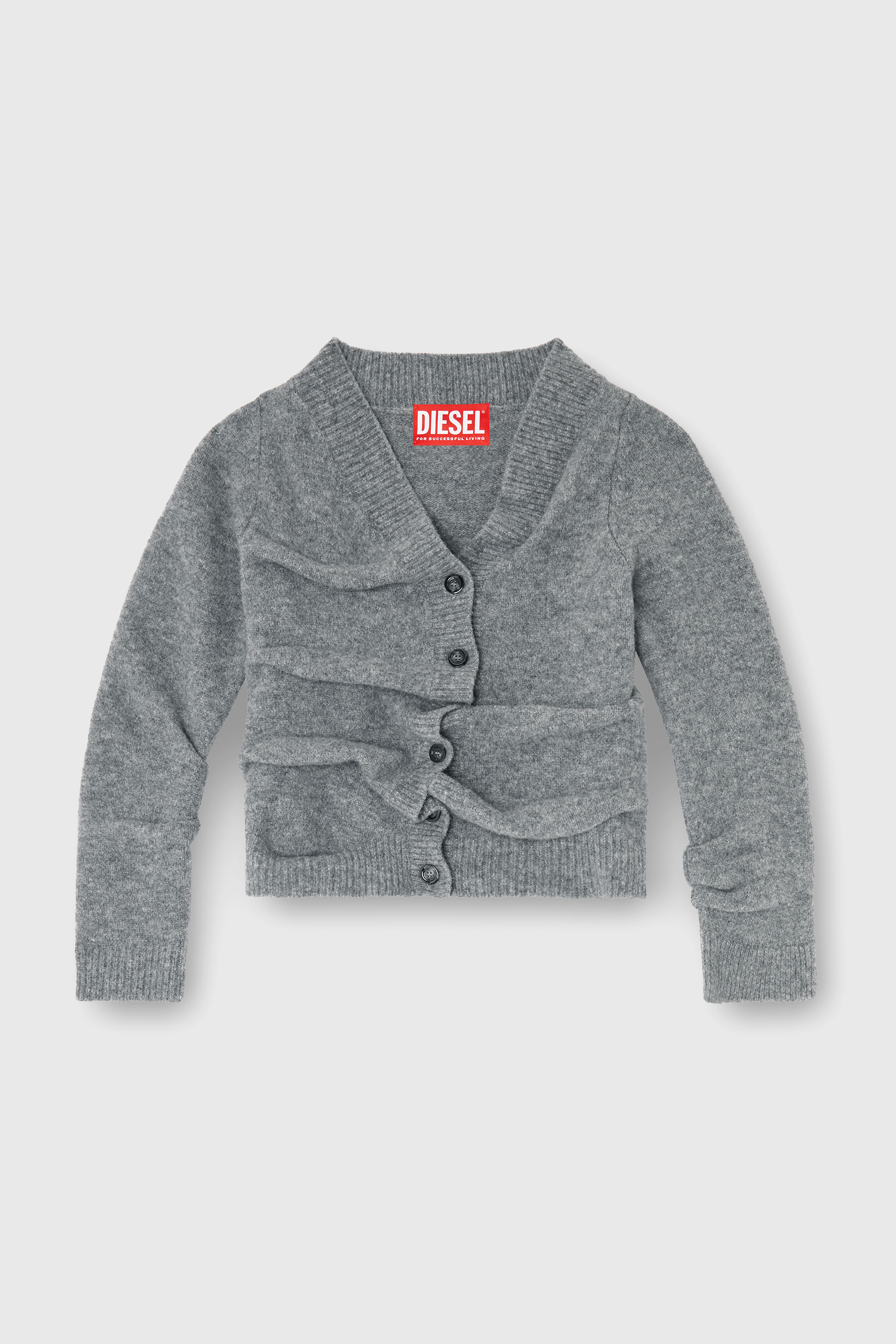 Diesel - M-AVA, Woman's Cropped cardigan in wrinkled boiled knit in Grey - 3