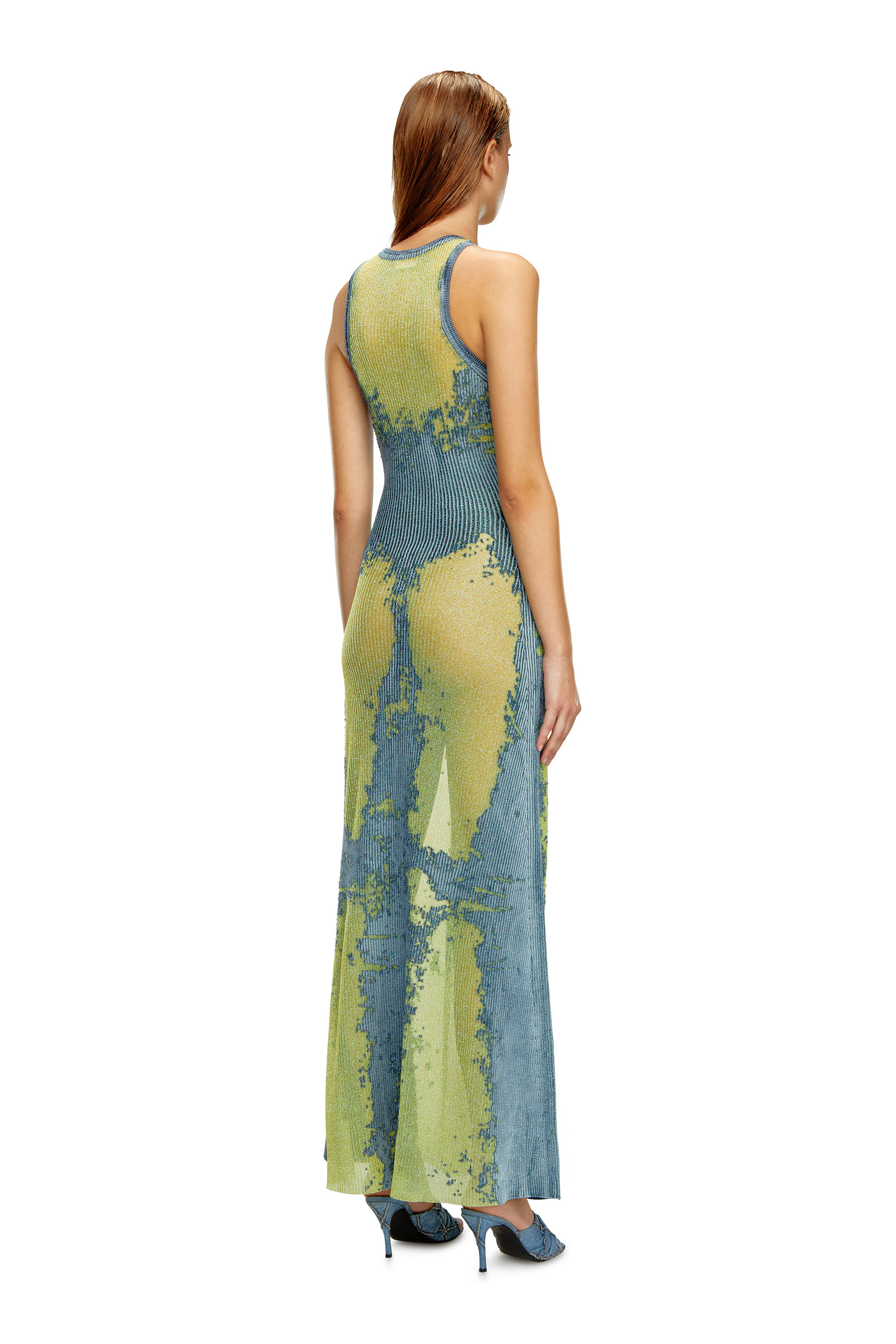 Diesel - M-MAGIAS, Woman Long dress in devoré metallic knit in Multicolor - Image 2