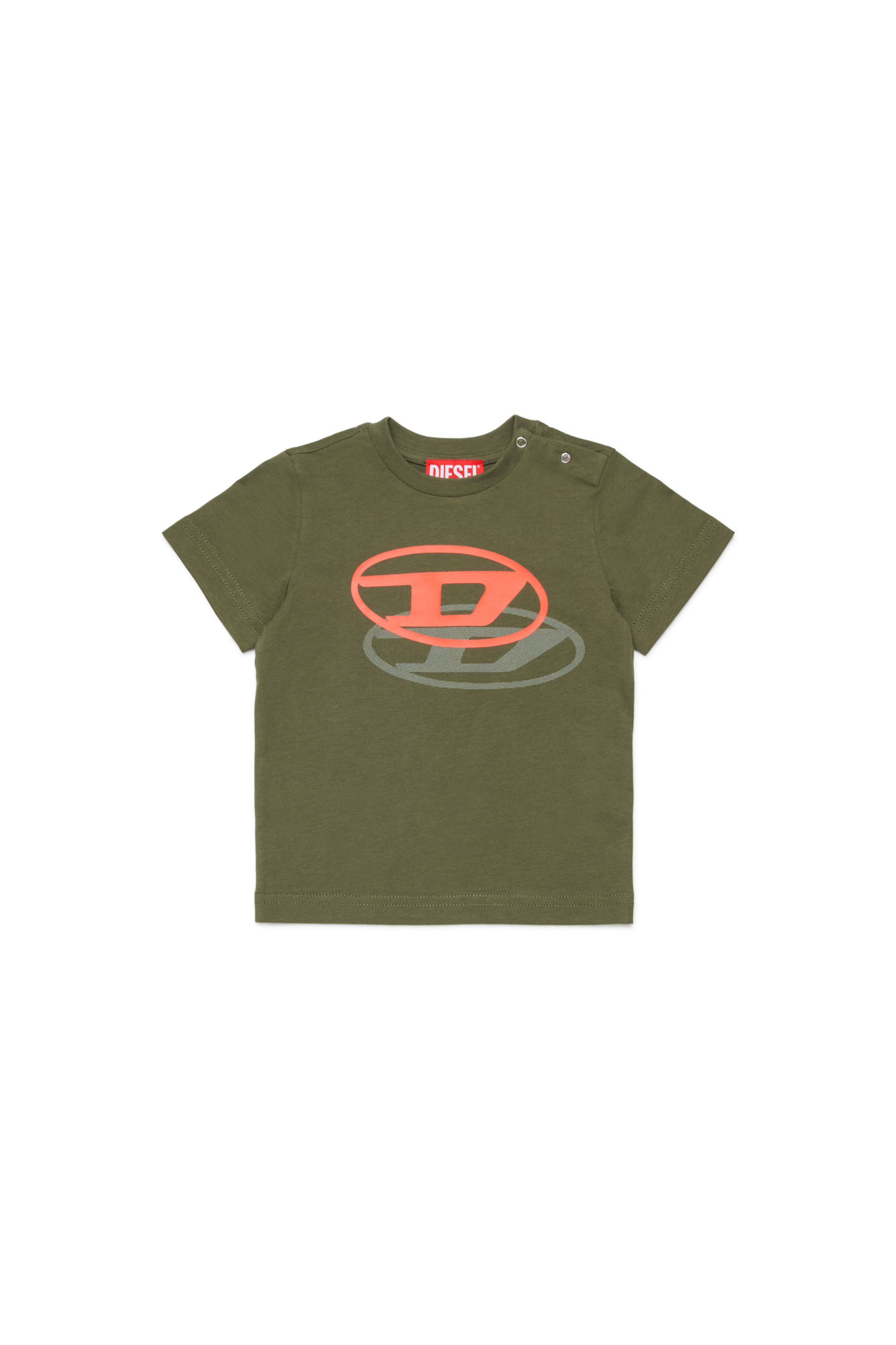 Diesel - TVALEB, Man's Cotton T-shirt with shadow logo in Green - 1