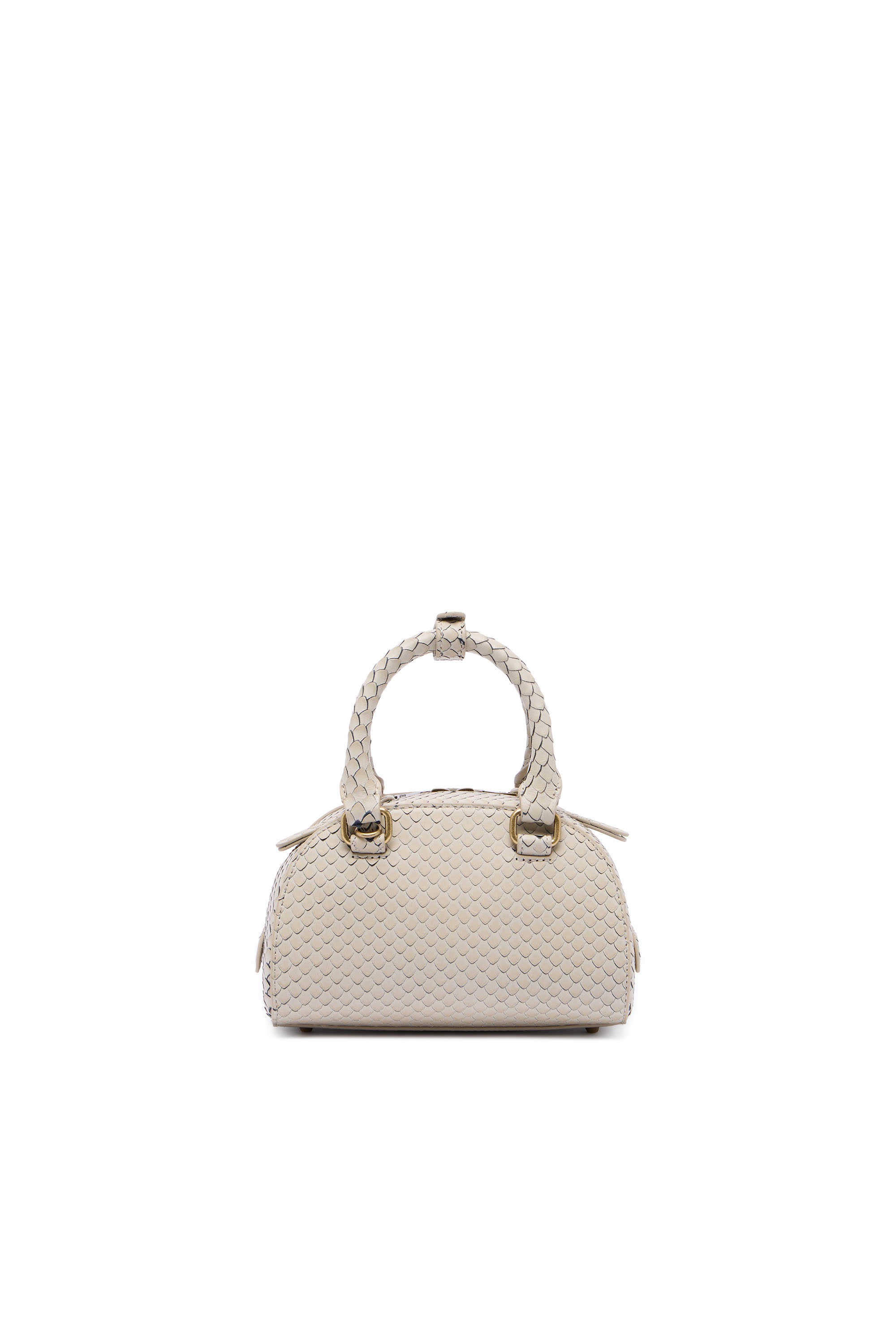 Diesel - 1DR DOME CROSSBODY, Woman's 1DR Dome-Mini bowling bag in snake-effect leather in Beige - 2