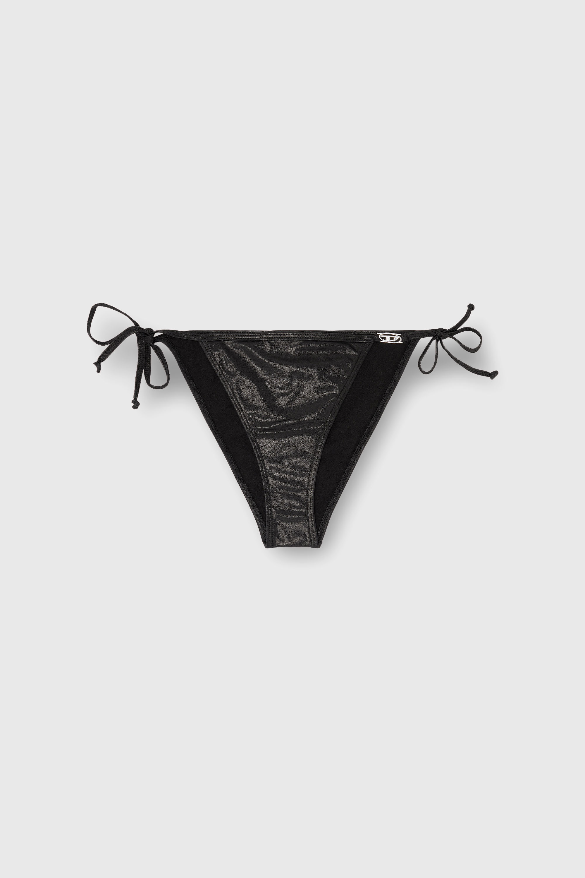 Diesel - BRIGITTES-DNM, Woman's Side-tie bikini bottoms in shimmery fabric in Black - 2