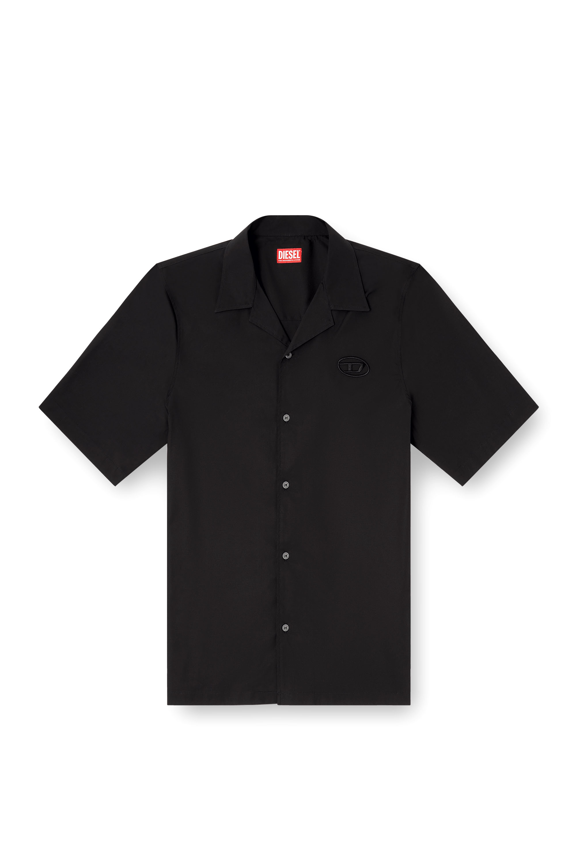 Diesel - S-MAC-GSBH, Man's Stretch poplin shirt with Oval D embroidery in Black - 2