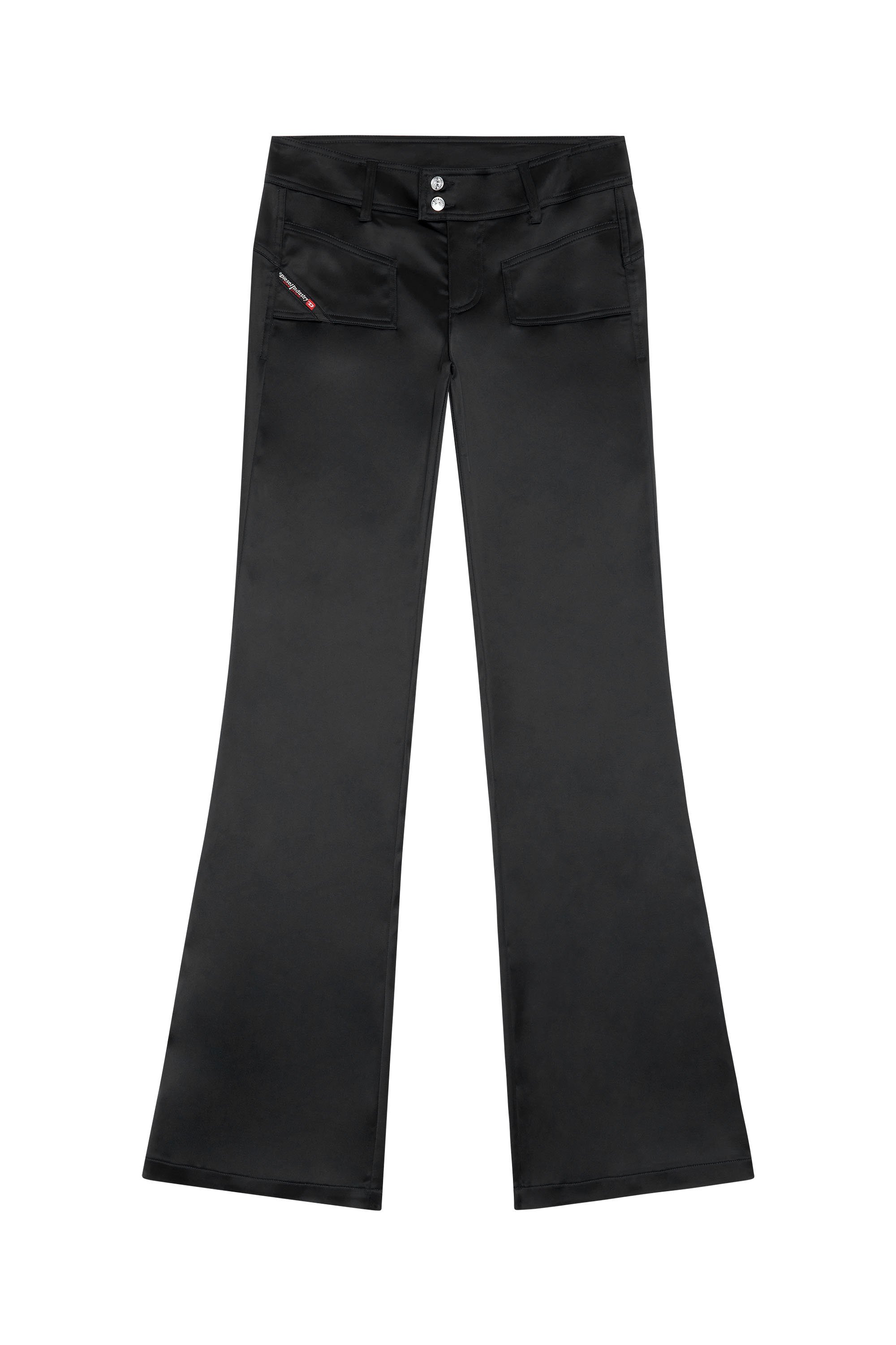 Diesel - P-STELL, Woman Flared pants in shiny stretch satin in Black - Image 3