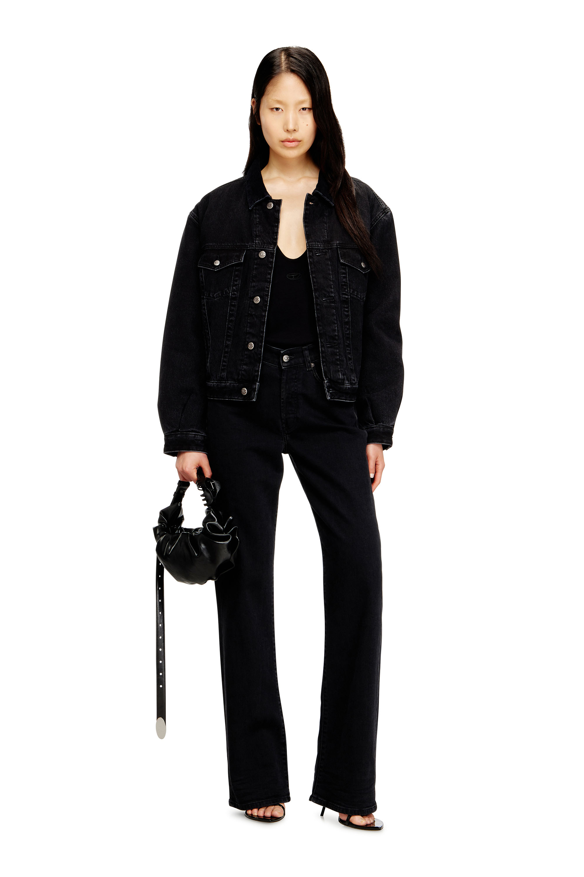 Diesel - D-RANGER-T, Unisex's Padded trucker jacket in denim in Black - 7