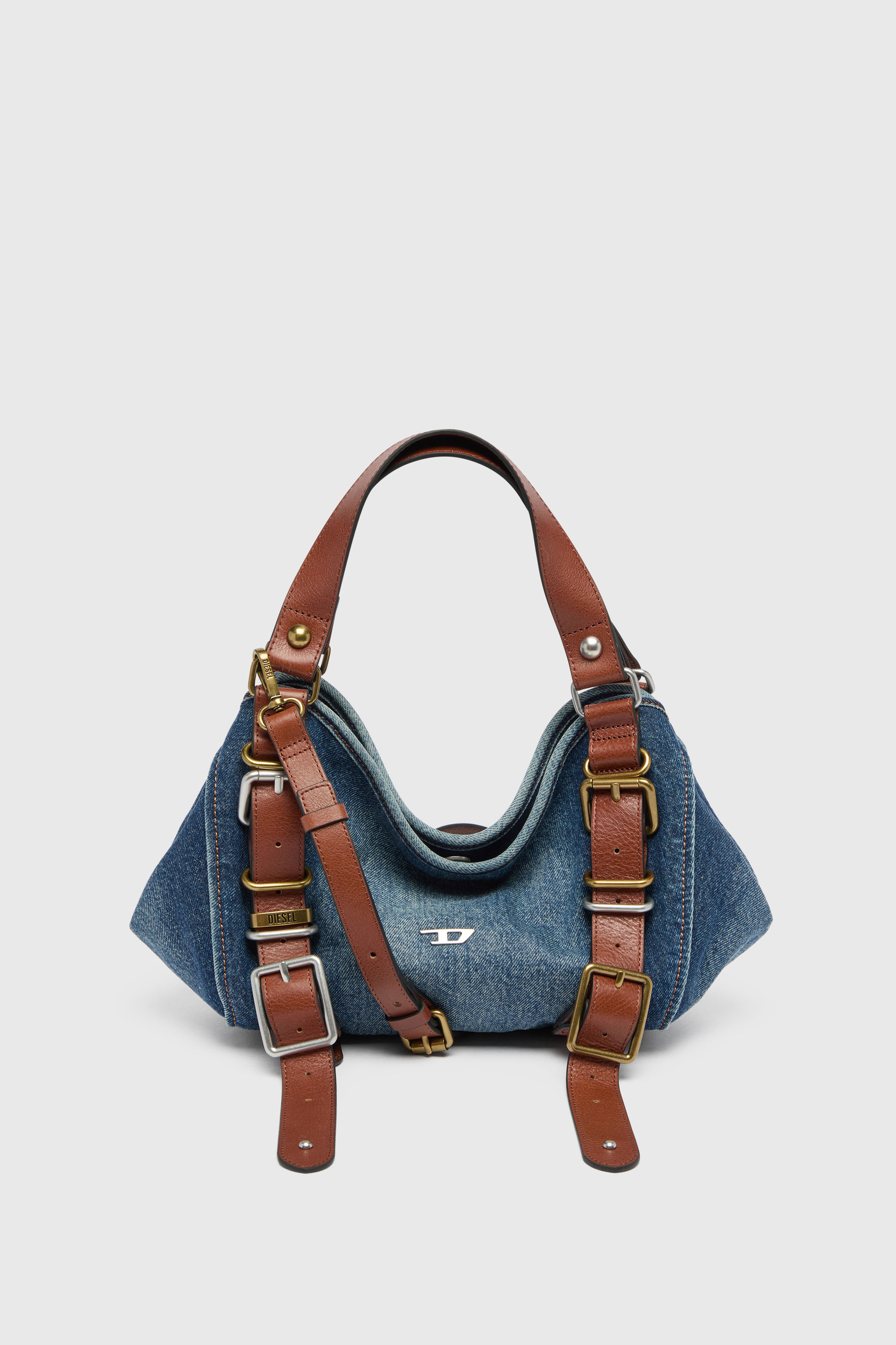 Diesel - D-ONE TOPHANDLE S, Woman's D-One-Small top-handle bag in denim and leather in Blue - 1