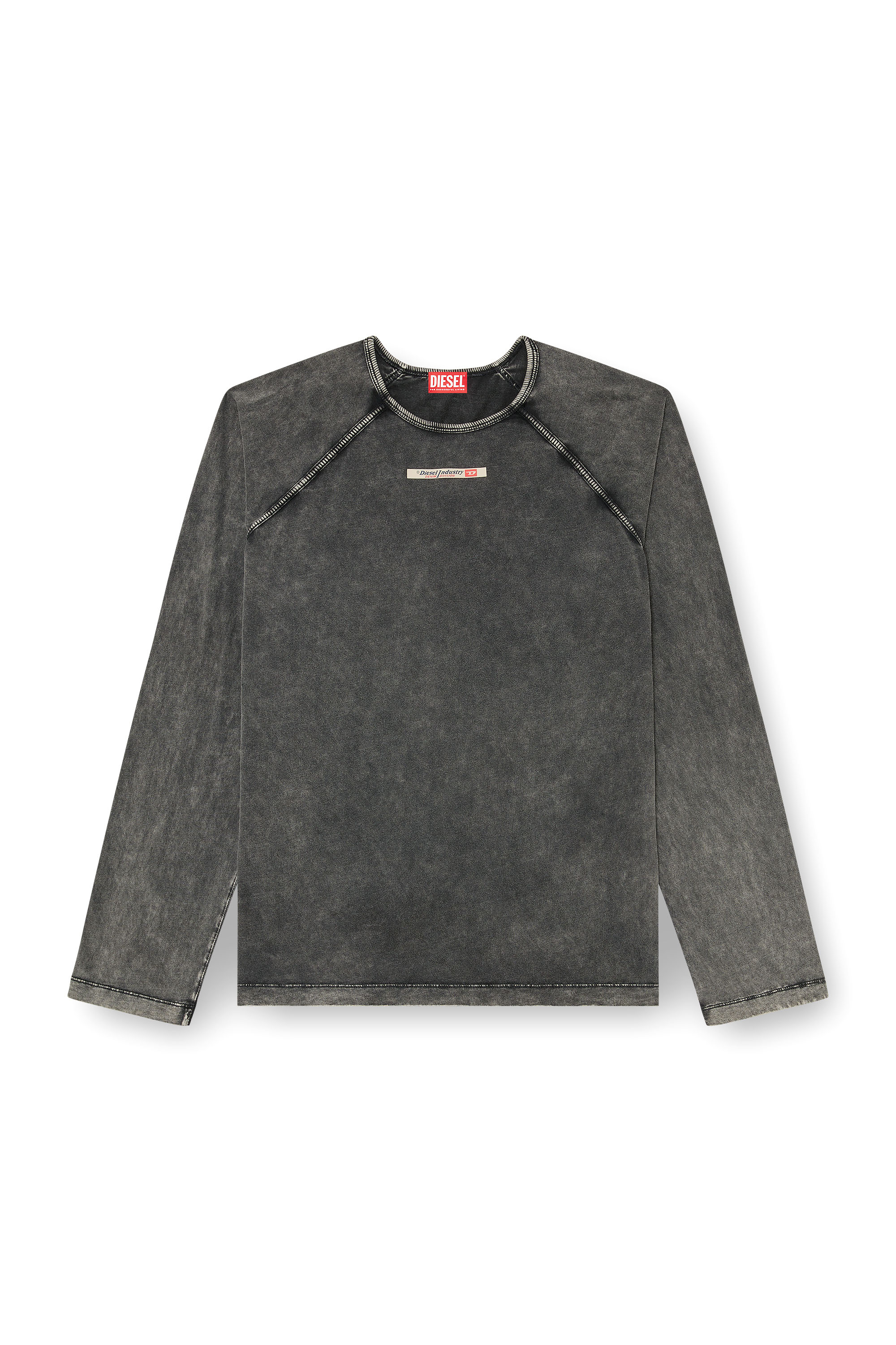Diesel - BRYAN-DNM, Man's Cotton pijama top with logo patch in Dark grey - 3